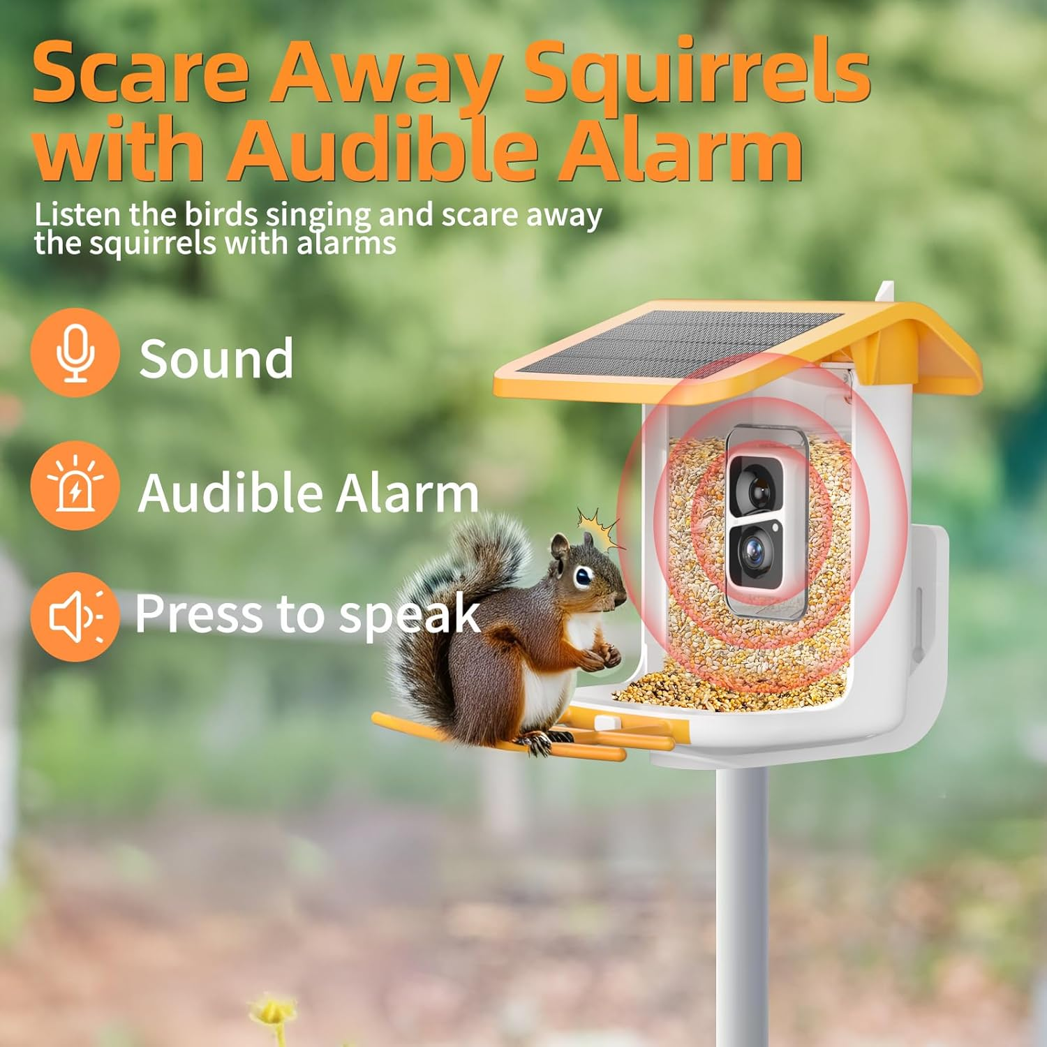 Bird Feeder with Camera - Identifies 11,000+ Bird Species, Full Color & Infrared Night Vision, Solar Powered, Auto Video Capture & Instant Alerts, IP65 Waterproof, 1.8L Large Capacity,White image number 2