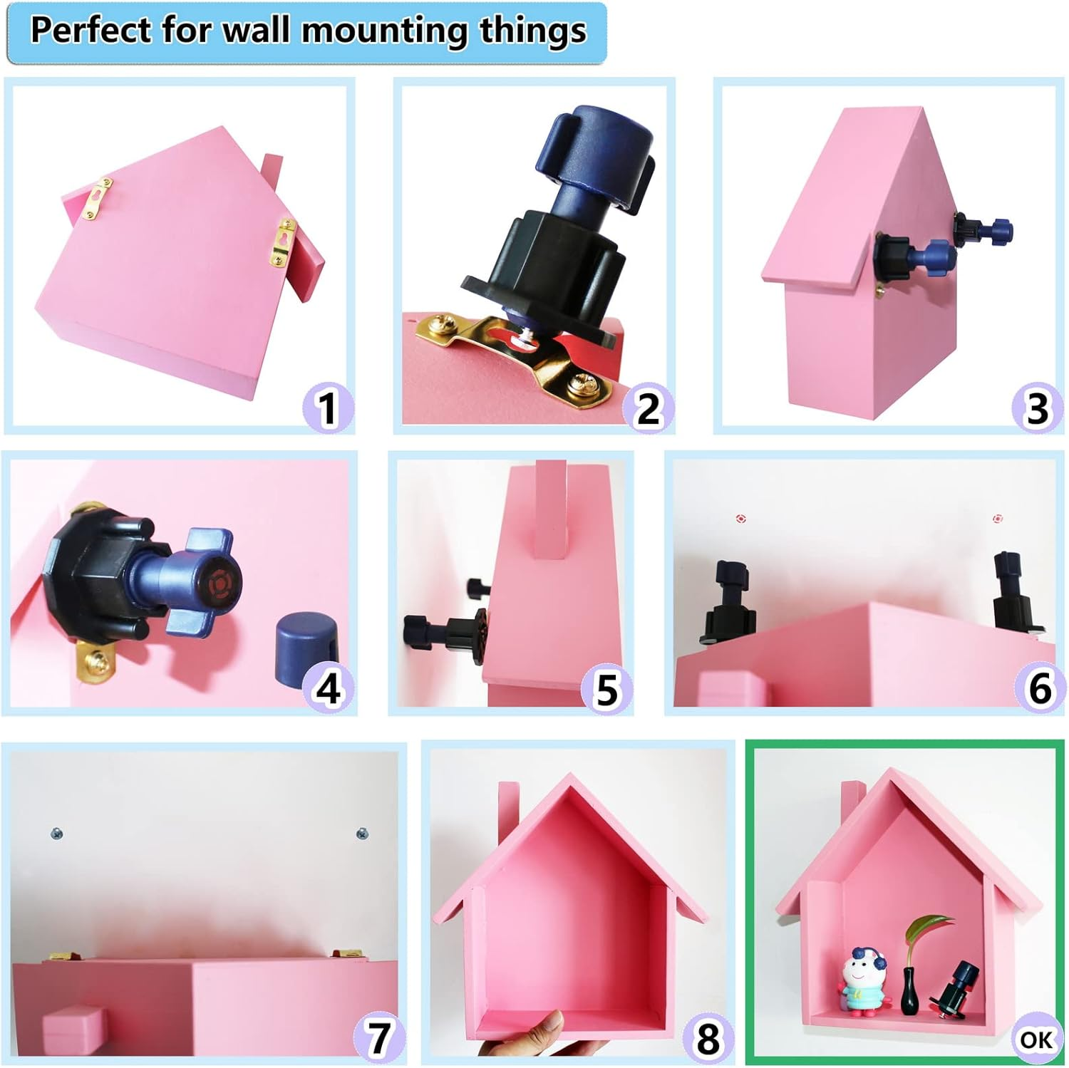 ANFU Keyhole Marker, Keyhole Slot Marking Tool, Picture Hanging Marking Tool, Wall Mount Marker Tool with Mini Bubble Level for Mark Nail Hole Frames Location (Red) image number 4