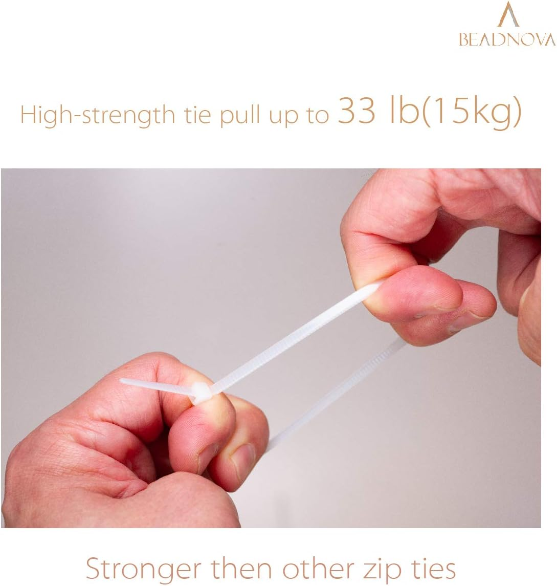 Beadnova Cable Ties Tie Wraps Zip Ties Heavy Duty for Indoor and Outdoor(8 Inch, White, 100Pcs) image number 6