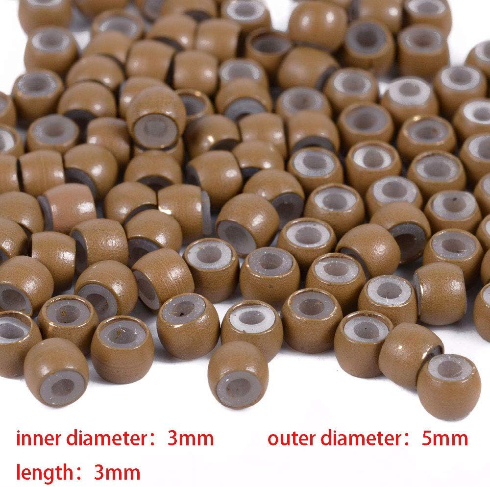 (Black) Silicone Nano Rings Hair Extension Set, Micro Rings and Nano Beads Hair Extension Set, Aluminum Rings, Silicone Coated Beads