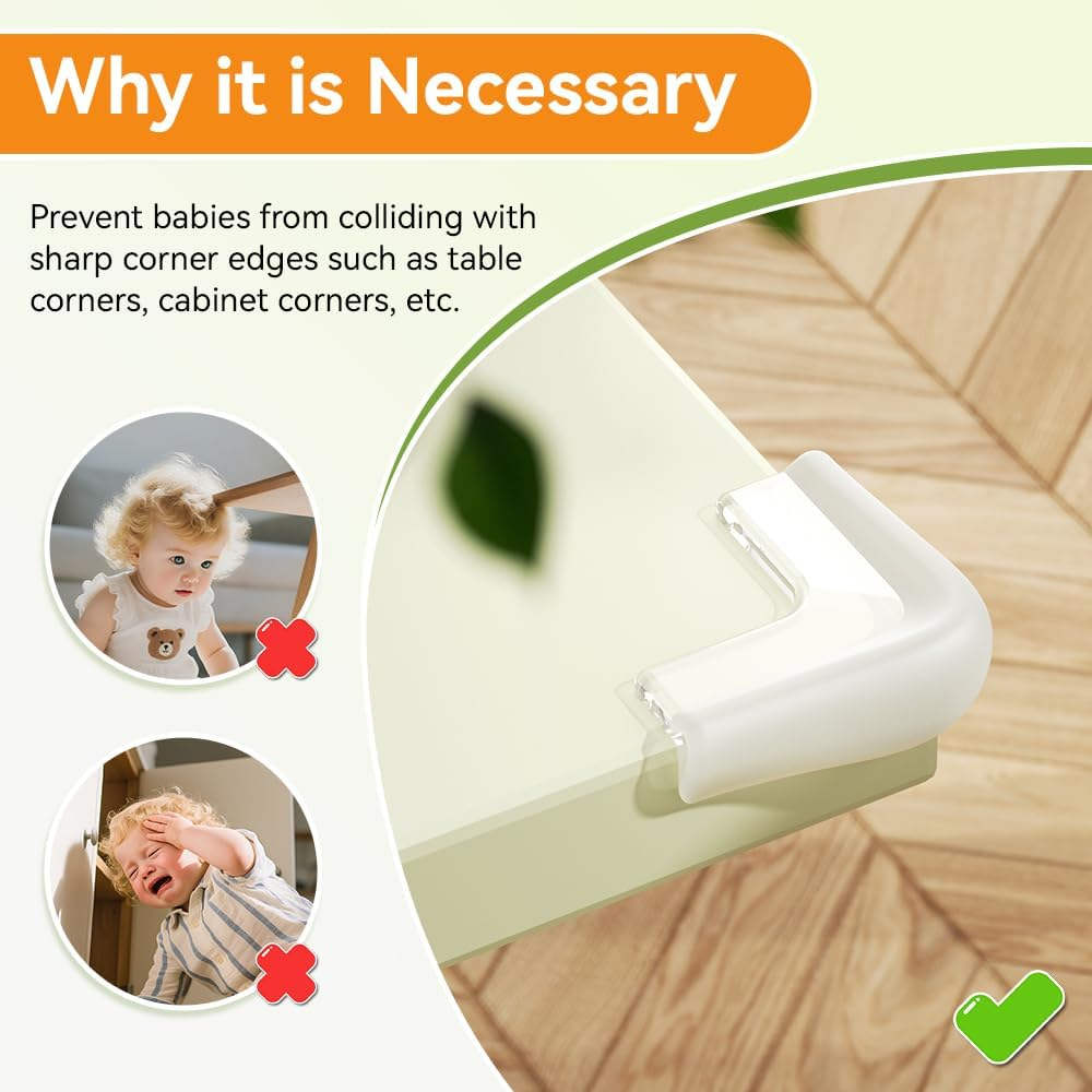 SAFELON 8 PCS Childproof Corner Protector, Baby Safety Table Corner Guard, Silicone Material Baby Proof Bumper Cushion (Clear-White) image number 5