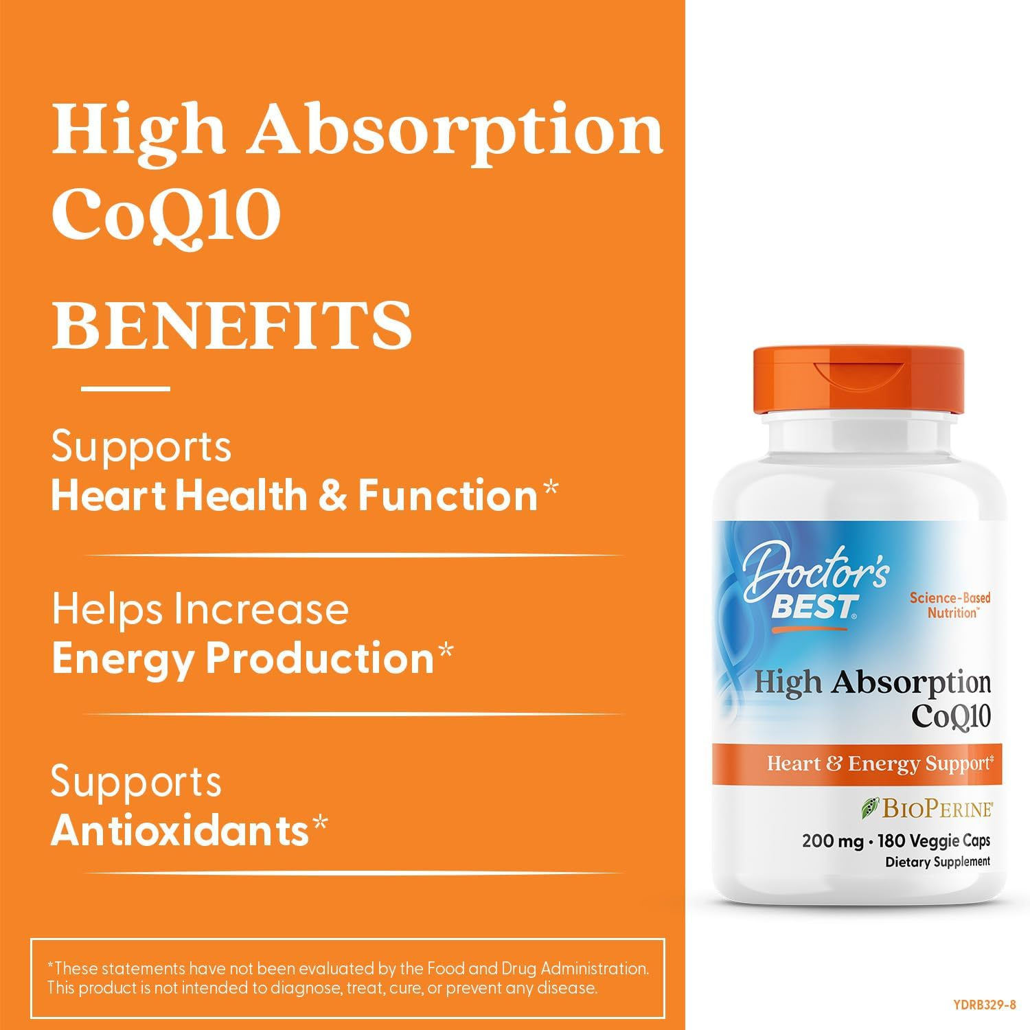Doctor'S Best High Absorption Coq10 with Bioperine, Non-Gmo, Gluten Free, Naturally Fermented, Vegan, Soy Free, Heart Health and Energy Production, 200 Mg, 180 Veggie Caps image number 4