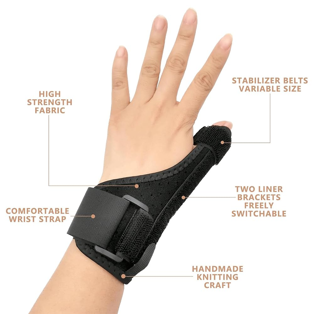Thumb Brace for Arthritis & Sprains - Reversible Thumb Spica Splint,Adjustable Wrist Support for for De Quervains Tenosynovitis, Tendonitis , Carpal Tunnel and Recovery- Fits Left/Right Hands, Men & Women,Black image number 4