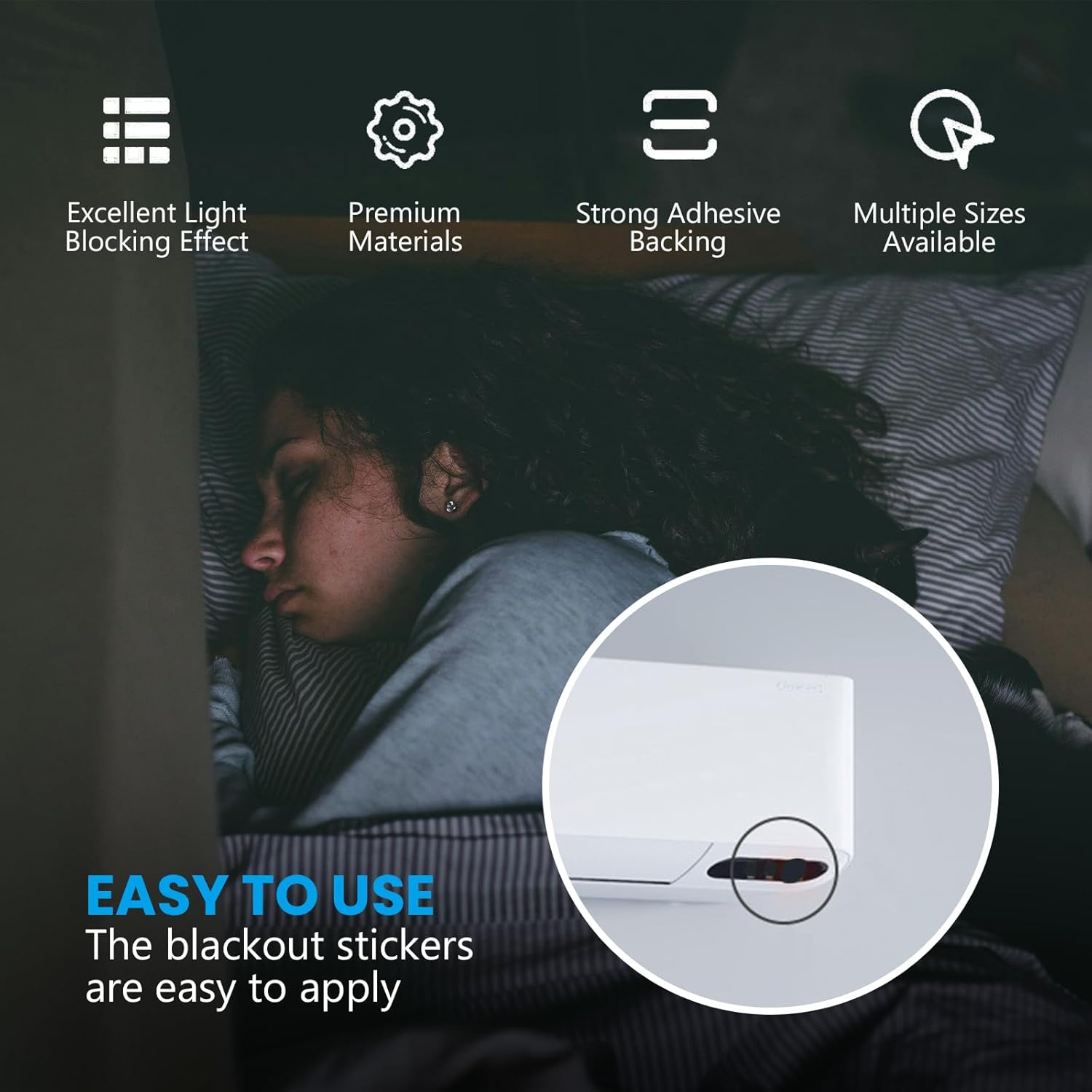 Agwenkui 4 Pcs LED Light Blocking Stickers (2 White + 2 Black) - Light Dimming Filters & Covers for Routers, Tvs, Monitors, Reduce LED Glare, Adhesive Blackout Sheets for Electronic Devices image number 5