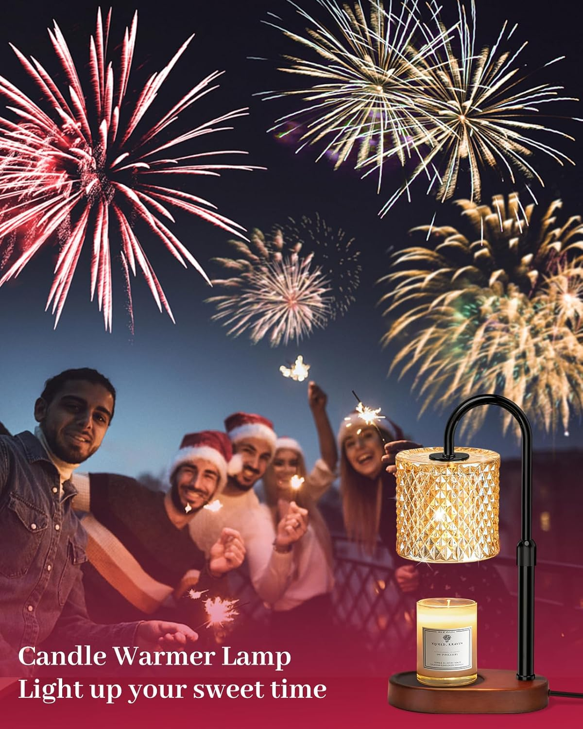 Candle Warmer Lamp with Timer, Candle Warmer with Dimmer Adjustable Height, Christmas Birthday Women,Electric Wax Melt Warmer with 2 Bulbs, Home Decor Women House Warming Gifts image number 2