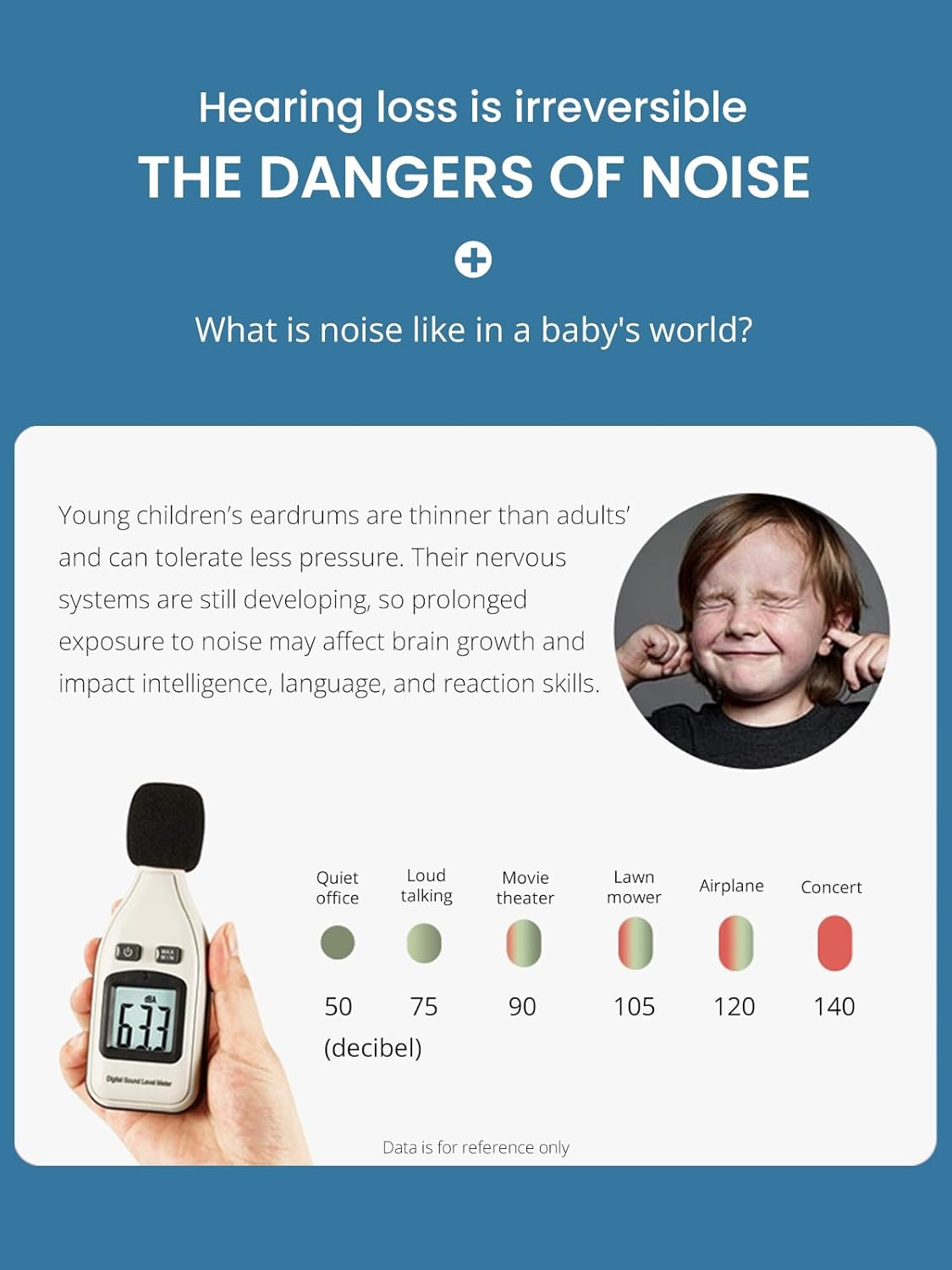 Baby Noise Protection Ear Muffs for Infants & Toddlers (0-3 Years), 26Db Hearing Protection, Ideal for Outdoor, Airplane, Sleep, Fireworks &ndash; Blue image number 2