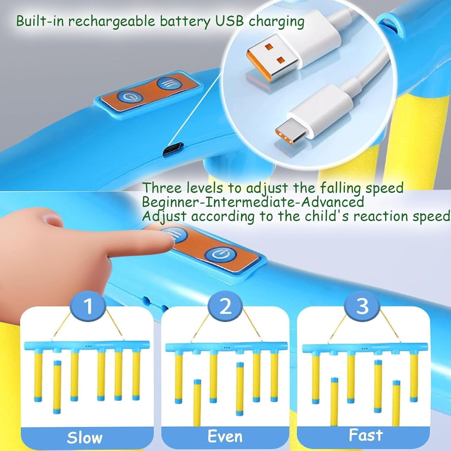 Reflex Challenge Game, Remote Control Catching Sticks Reaction Training Toy, Falling Sticks, Hand Speed Challenge Training for Kids Adults (Blue) image number 1