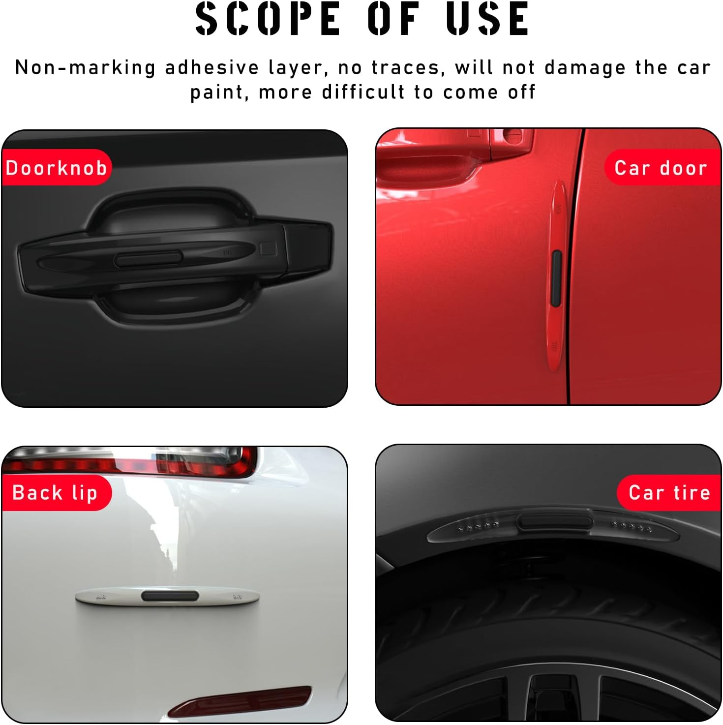 2 PCS Car Door Edge Guard Protectors, Anti-Collision Silicone Side Door Edge Sticker Strips, Electrostatic Eliminating Strip with Air Bags, Universal Auto Body Accessories (Red)