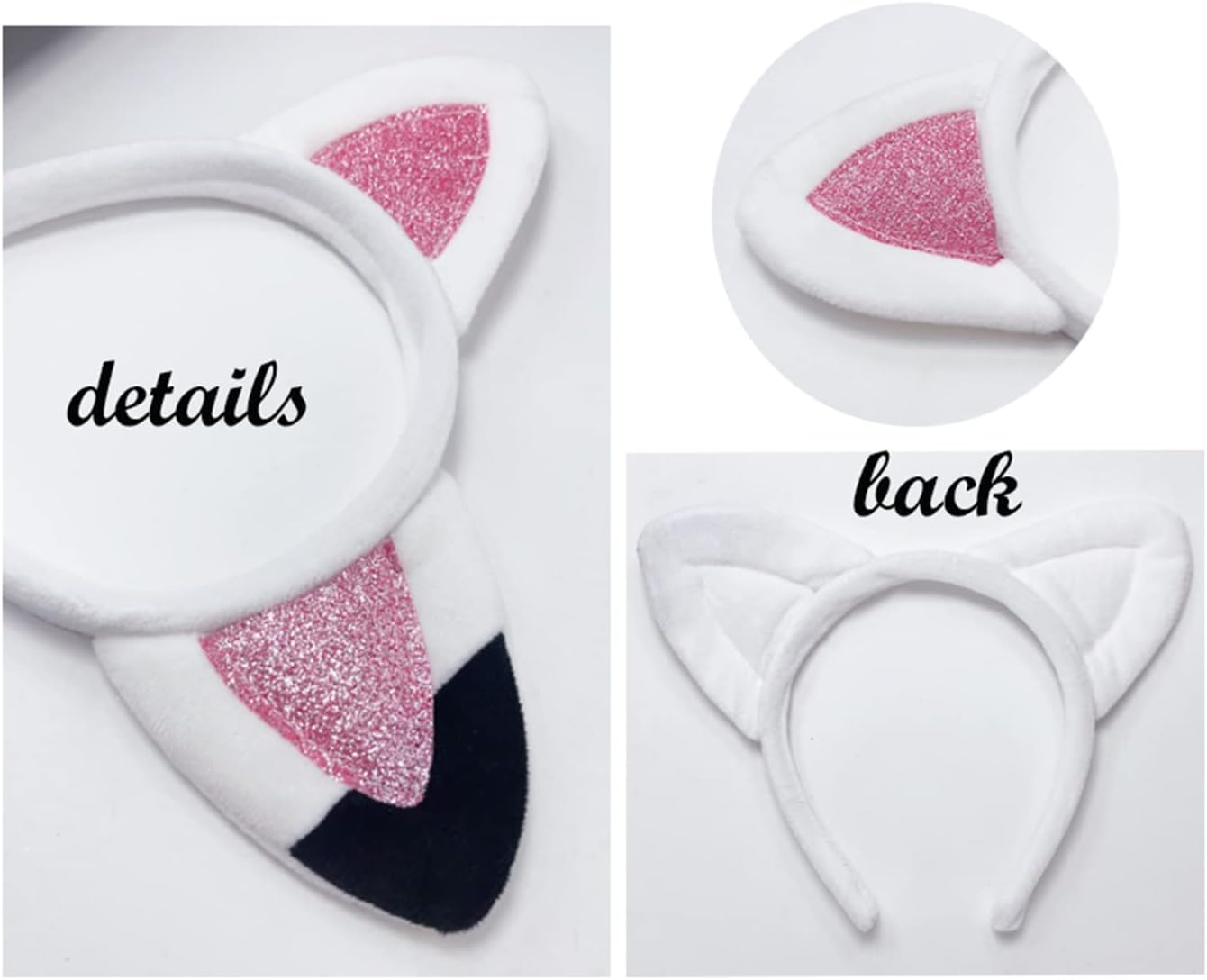 Atvscay Cat Ears Headband Cat Ears Headwear Shiny Flannelette Hair Hoop for Girl Halloween Costume for Dollhouse Party