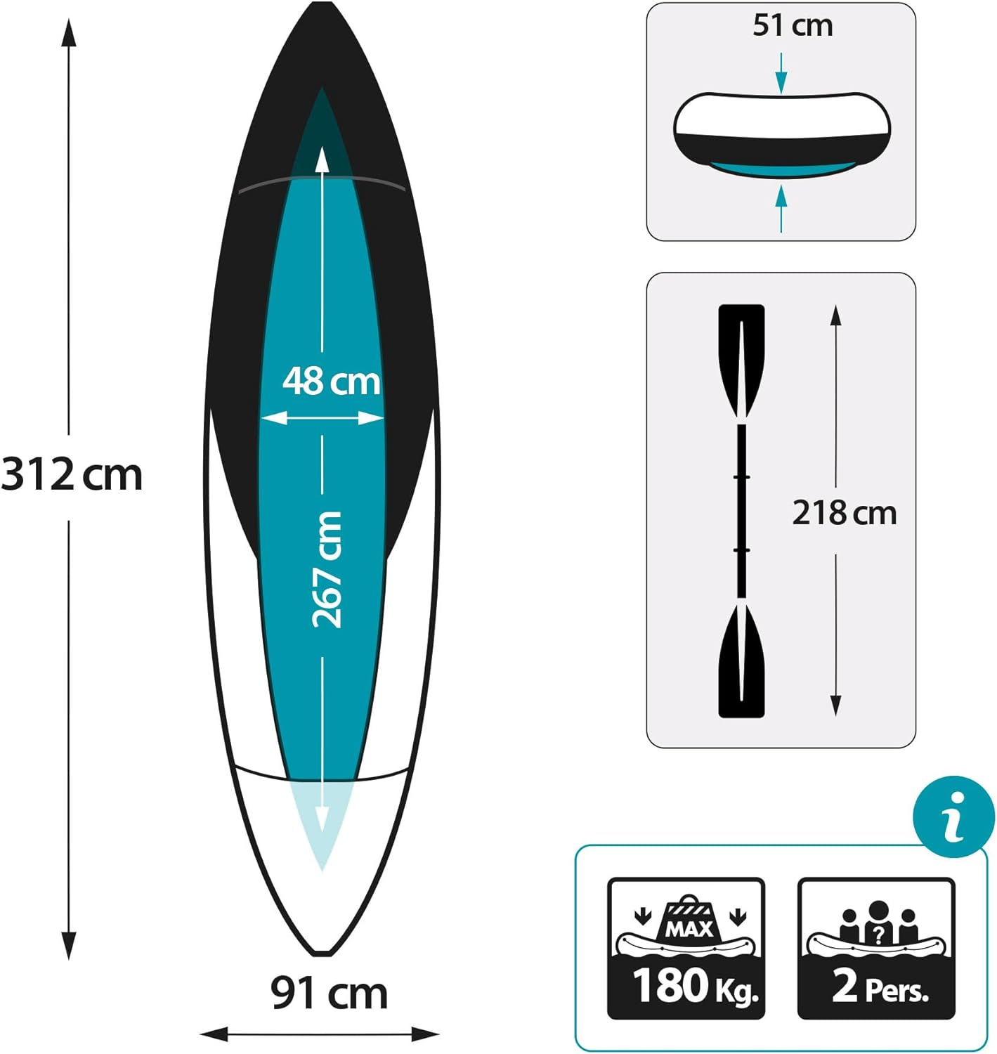 Intex Explorer K2 Kayak, 2-Person Inflatable Kayak Set with Aluminum Oars and High Output Air Pump