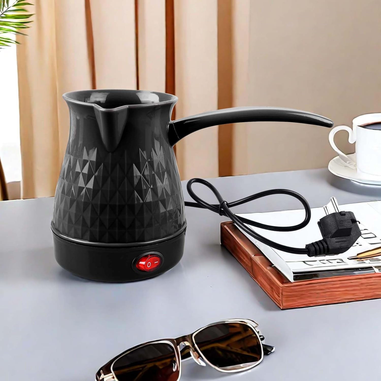 Electric Coffee Pot, 500 Ml, 600 W Electric Turkish Coffee Pot, Electric Coffee Pot, Washable Coffee Pot, Electric Turkish Coffee Pot for Home, Office, Mocha & Tea image number 6