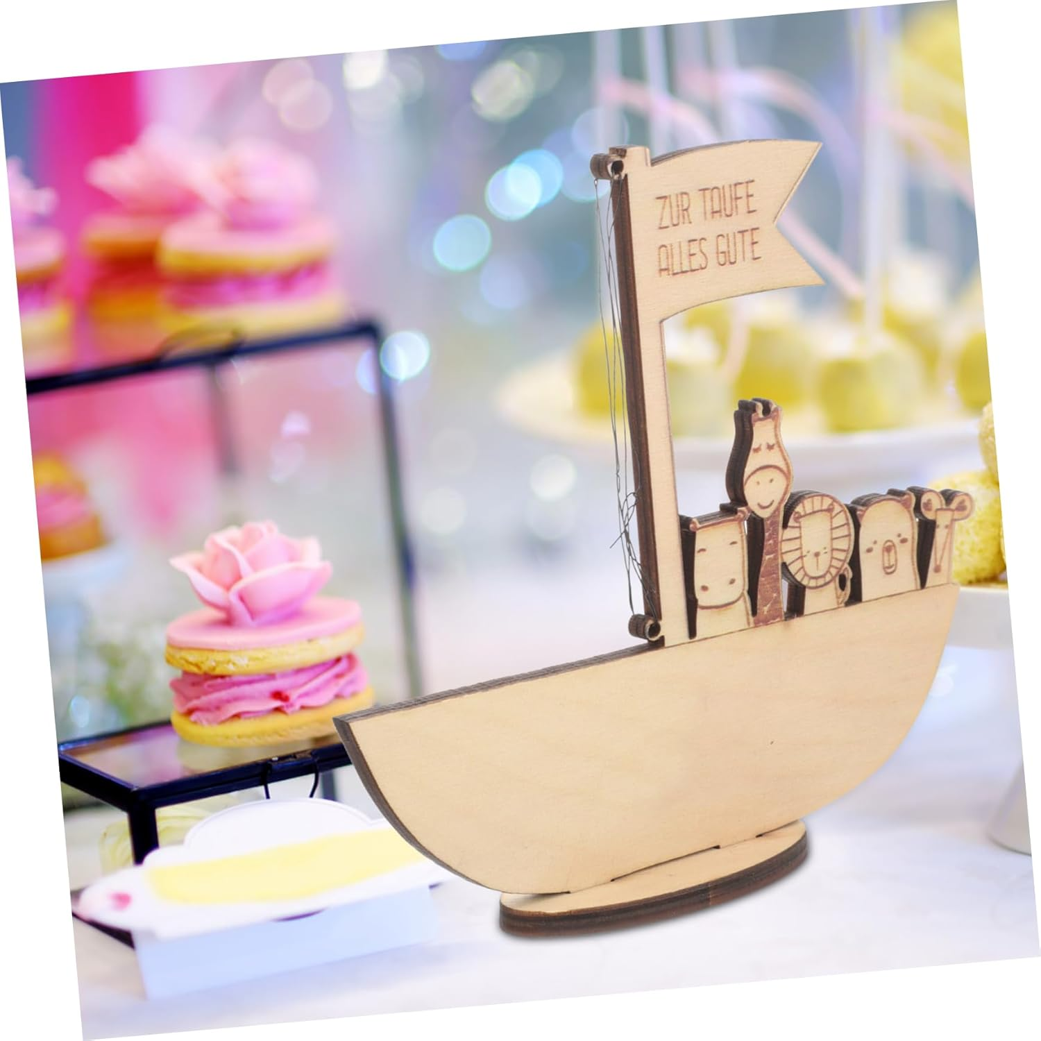 Custom Baptism Money Clip Ark Design Wood Baptism Favors for Boys Girls image number 1