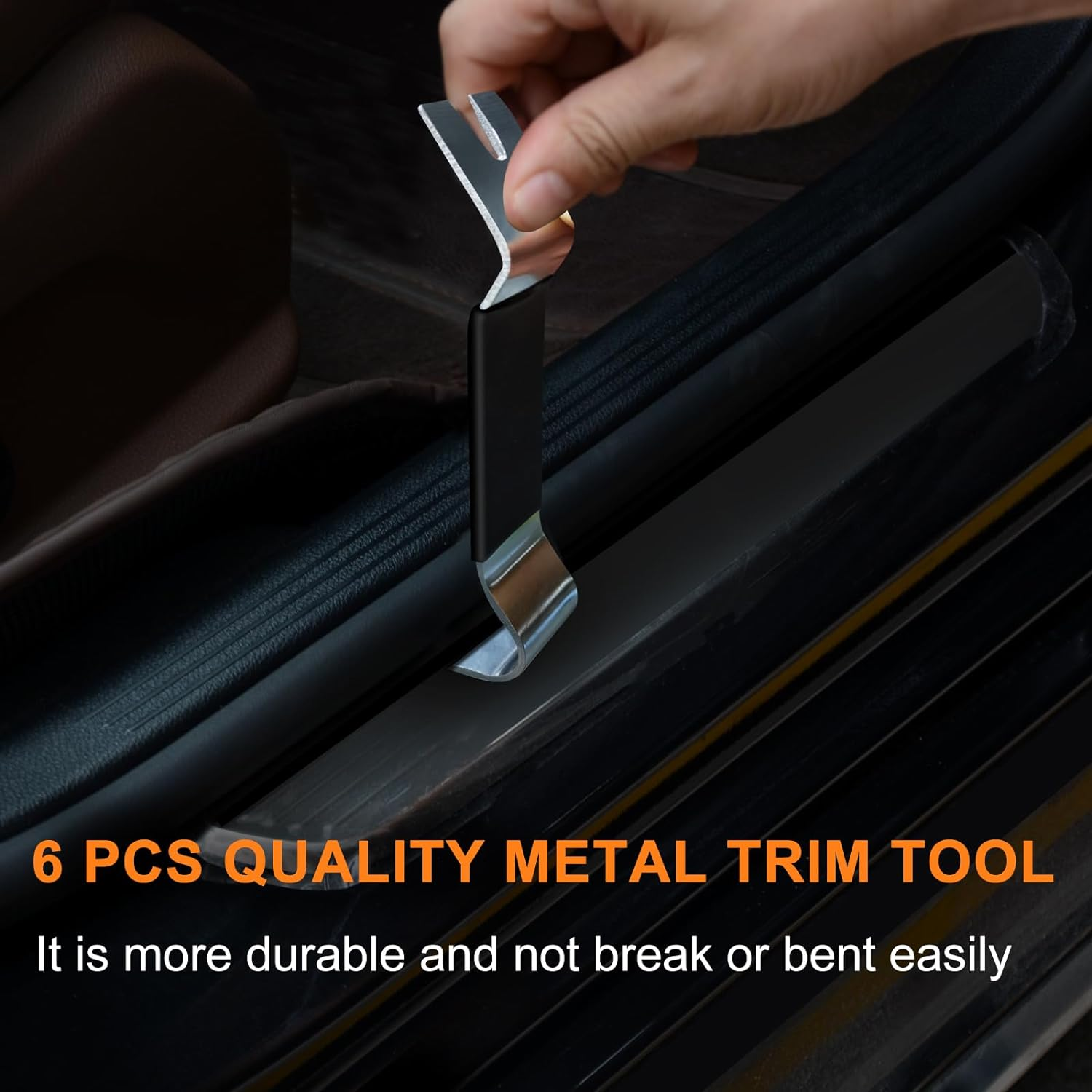 6Pcs Metal Trim Removal Tool, Auto Pry Tool Kit Trim Removal Tool Set for Vehicle Door Panel (Black) image number 3