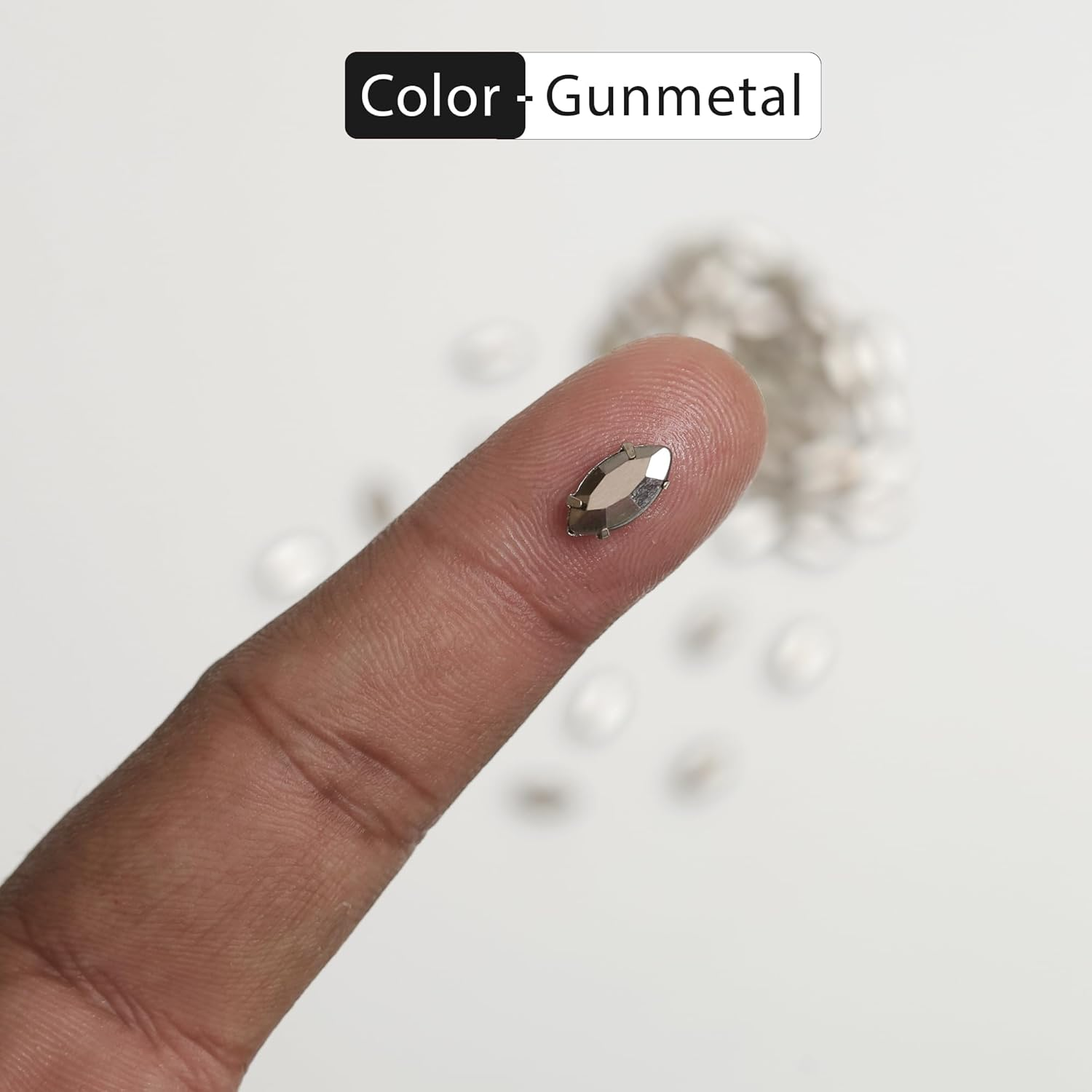 Embroiderymaterial Sew on Gunmetal Colour Eye Boat Marquise Shape Rhinestones in Metal Base Claw Settings for Bling Embellishment 50 Pieces-5X10Mm image number 5