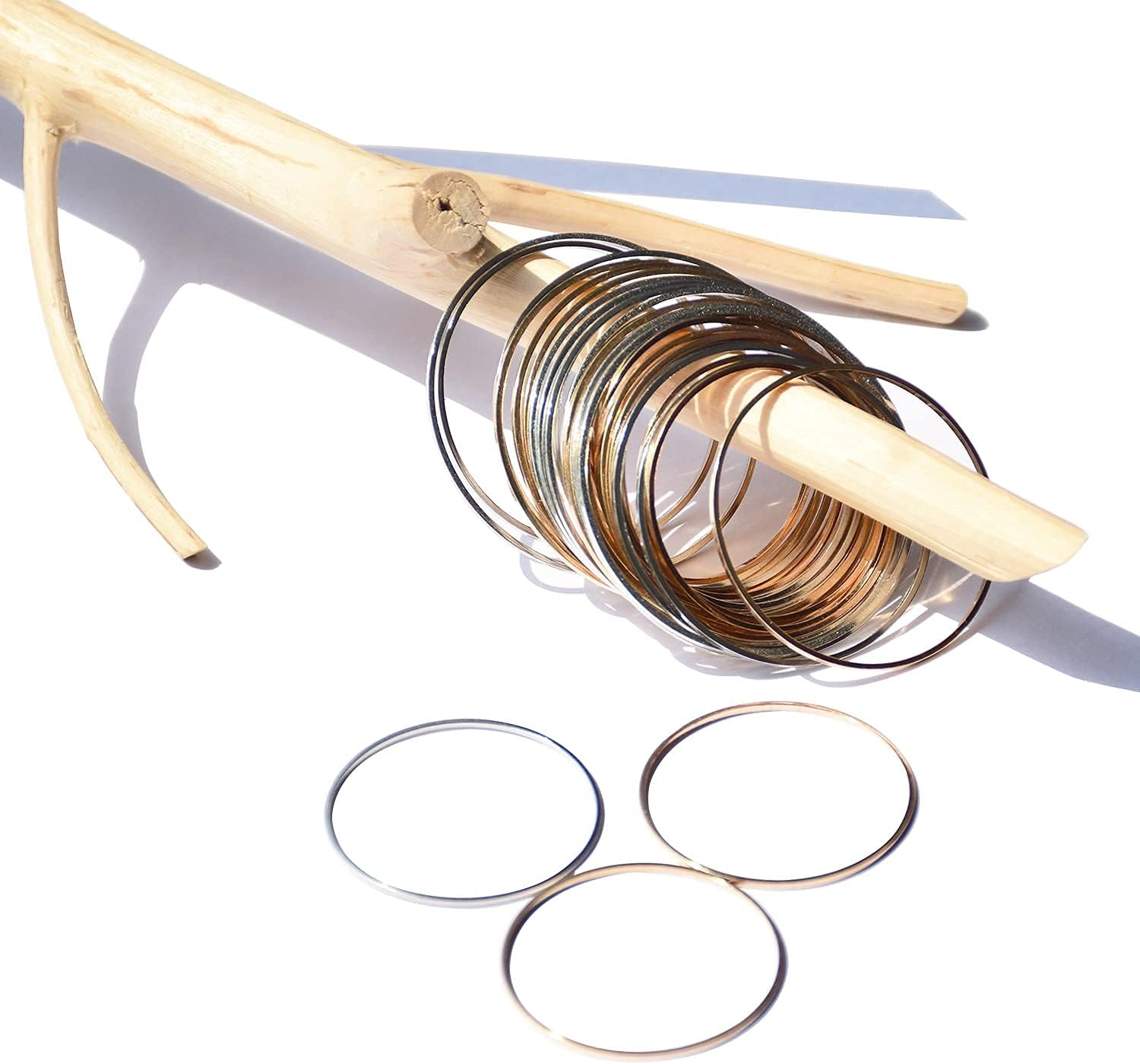 Funcyboo Beading Hoop Earrings Finding round Earring Hoop Open Bezel Pendant Frame for Jewelry Making Earring Bulk DIY Crafts 60PCS 30Mm 35Mm 40Mm - Gold,White image number 2