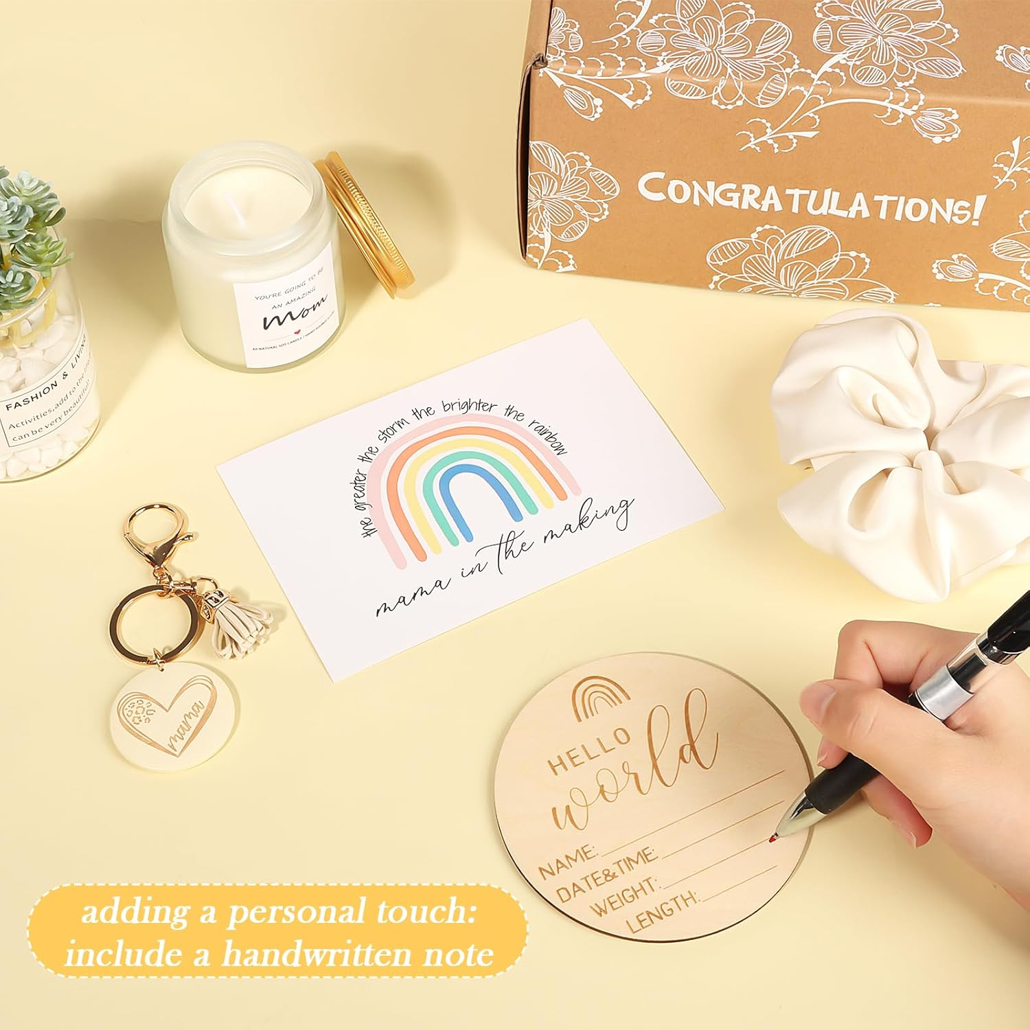 New Mom Gifts Box, Pregnancy Gifts for Expecting Mom, Basket for Girls Boys, Postpartum Gifts for First Time Moms, Cool Gifts for New Mom after Birth, New Mom Care Package after Baby image number 3