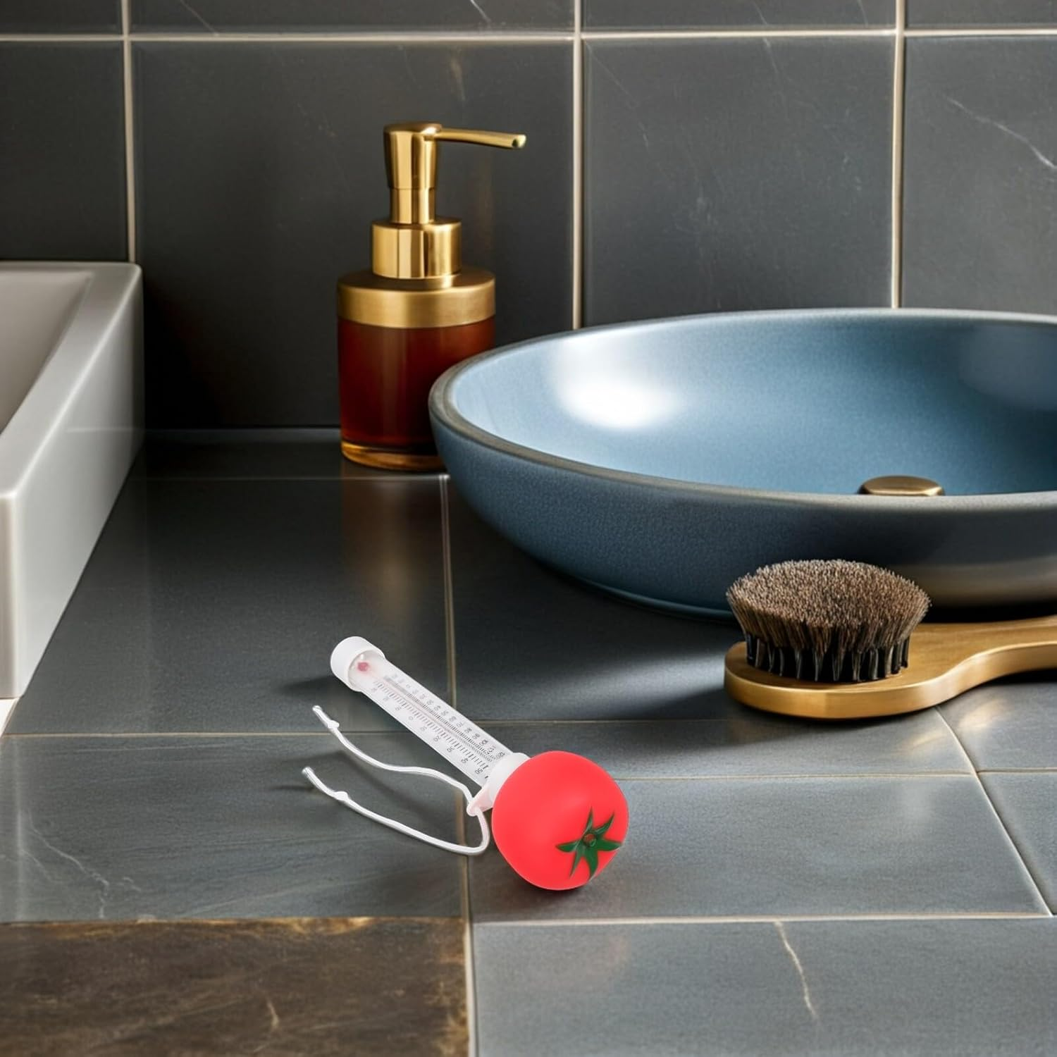 Floating Swimming Pool Thermometer for Boy Girl Easy Read Large Display Water Temperature Gauge for Baths Spas Pools and Ponds Cartoon Tomato Design image number 6