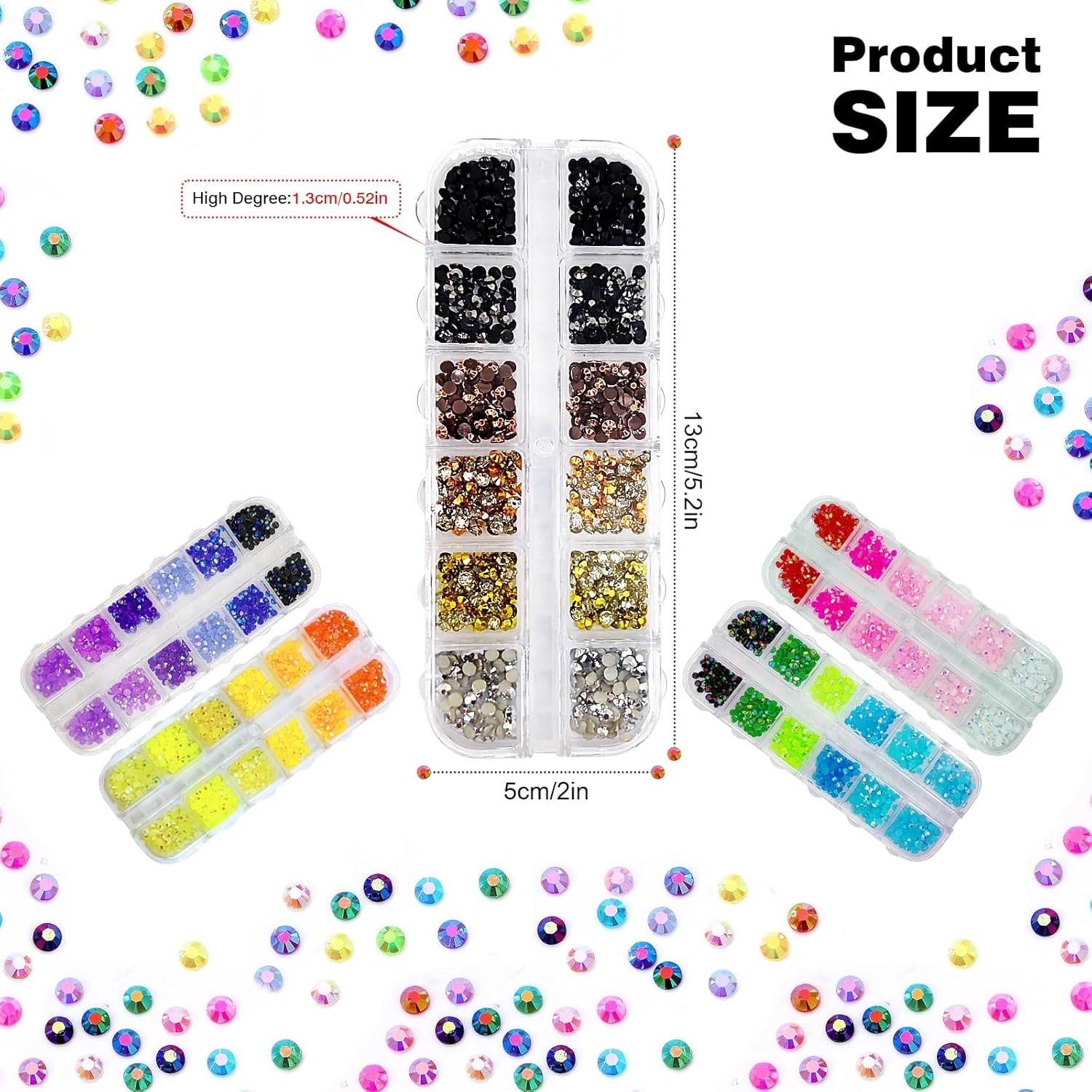 6000PCS 3Mm AB Jelly Rhinestones Kit | 30 Gradient Colors Flat Back round Gems，Colorful Glitter Crystal Gem Rhinestone for Nail Art Decoration, DIY Decoration image number 4