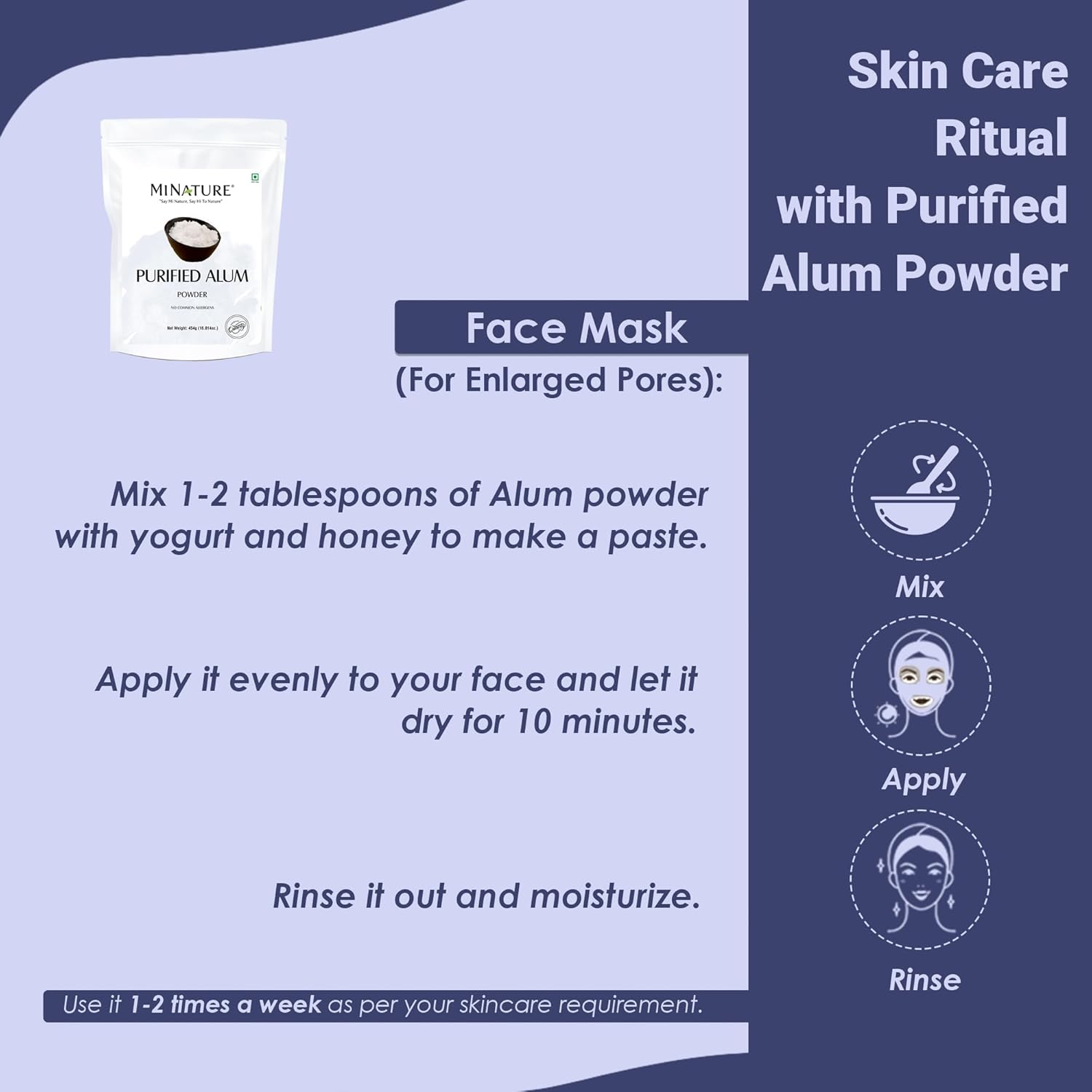 Mi Nature Alum Powder Potassium (Fitkari/Phitkari) -100% Natural Skincare for Acne, Odor Control & Water Purification Face Mask for |Pore Refining 454G (16Oz) |Face Pack Powder |Cruelty-Free