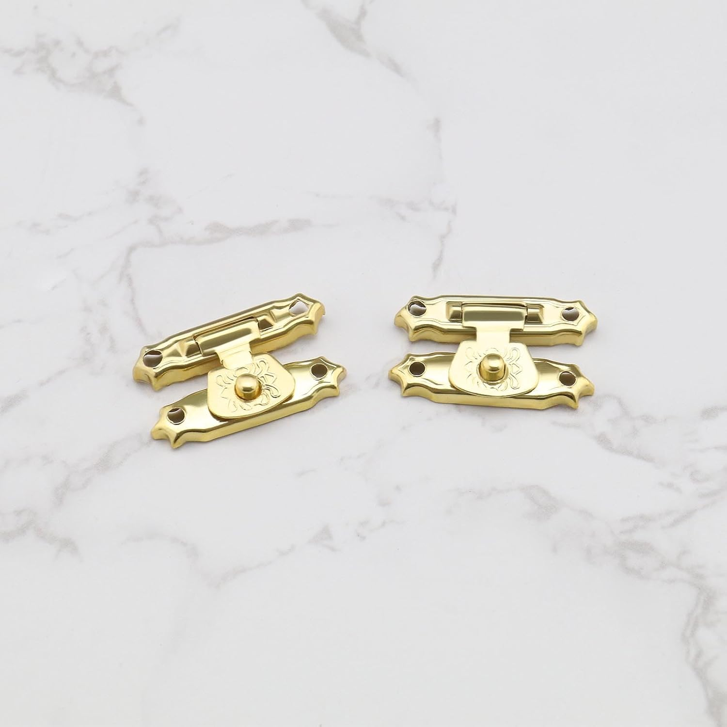 Emsea 36Pcs Box Latch Hasps & Hinges with Screws Antique Small Hinges Vintage Door Hinges Accessories for Wooden Box Jewelry Box Cabinet Gold - Bronze image number 6