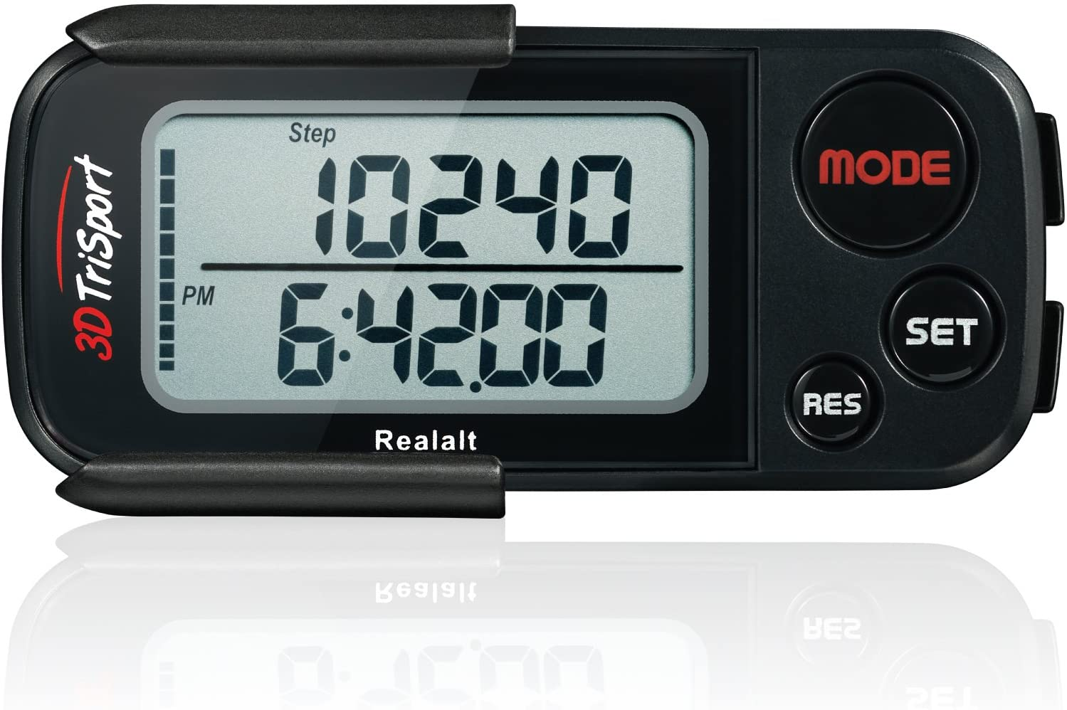 3Dtrisport Walking 3D Pedometer with Clip and Strap, Free Ebook | 30 Days Memory, Accurate Step Counter, Walking Distance Miles/Km, Calorie Counter, Daily Target Monitor, Exercise Time. image number 2