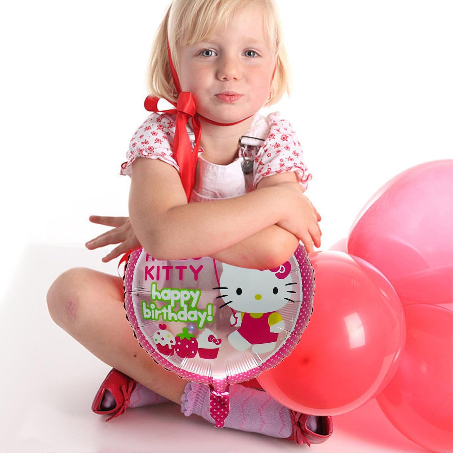 AVONO 12Pcs Kitty & Friends Foil Balloons for Kawaii Party Decorations, Pink Kitty Party Balloons for Girls Kids Favors