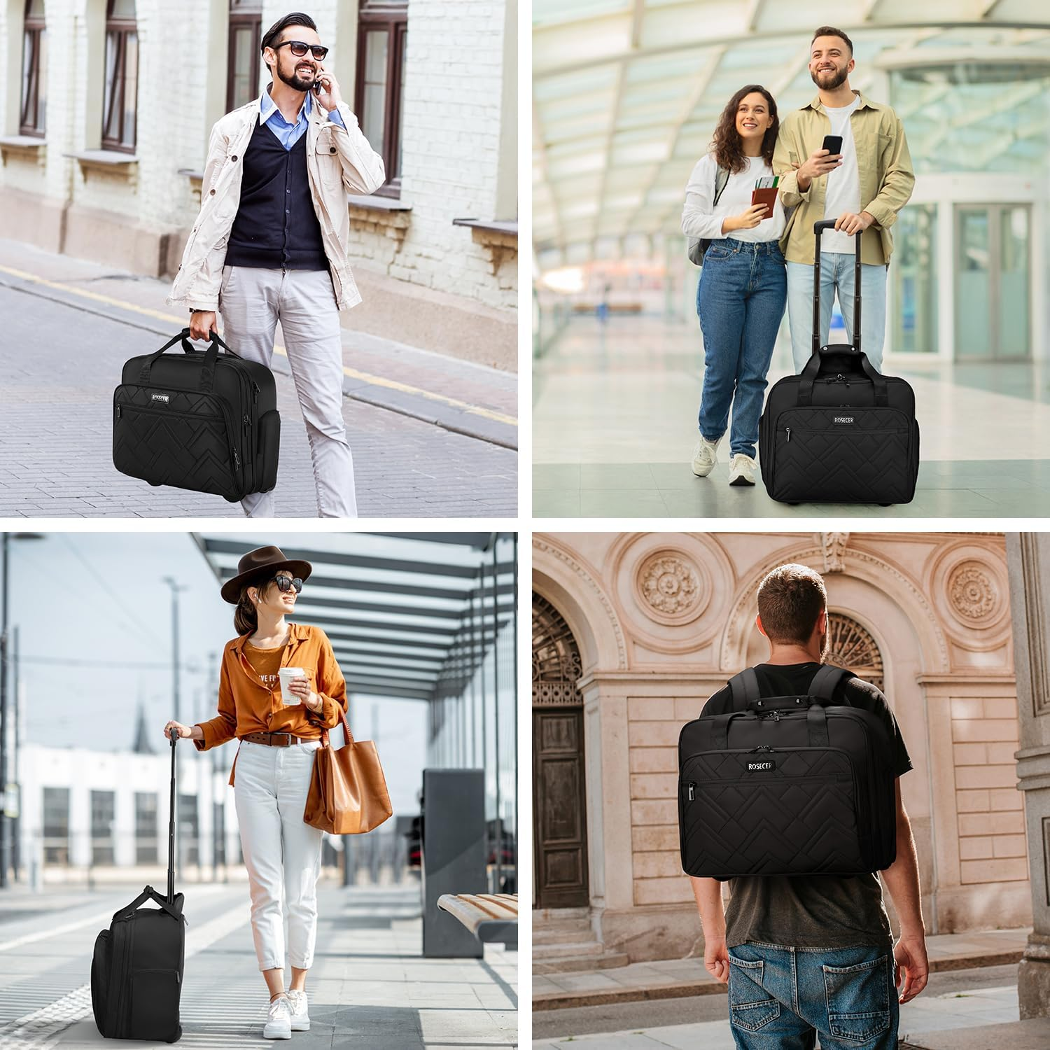 Rolling Laptop Bag, 17.3 Inch Premium Laptop Briefcases with Wheels for Men & Women, Waterproof Rolling Computer Bag Work Bag Laptop Case for Travel Work Office School Business