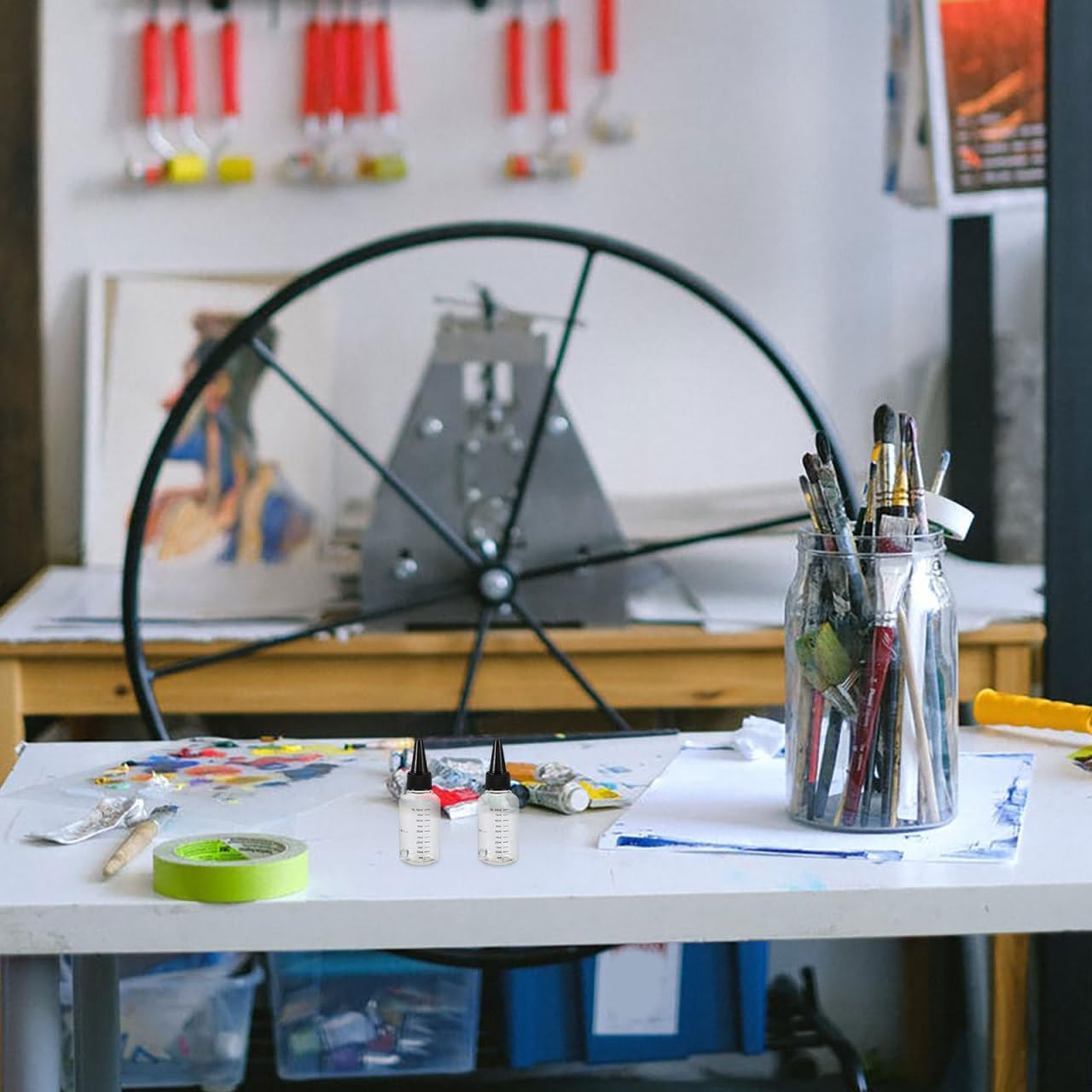 Gadpiparty 5Pcs Paint Mixing Bottles with Graduated Scale Clear Pet Squeeze Bottles for Precise Paint Dispensing with Spout Caps Lightweight and Leak-Resistant for Crafting and Model Painting image number 2