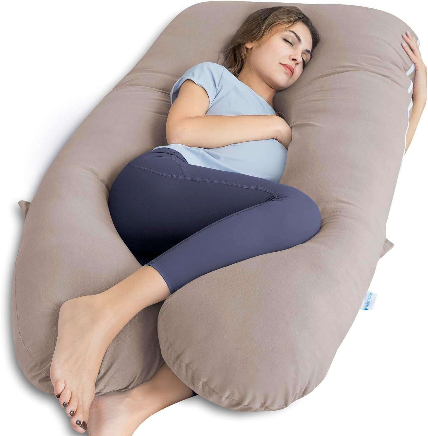 QUEEN ROSE Pregnancy Pillows for Sleeping, Cooling U Shaped Body Pillow, Maternity Pillow for Pregnant Women, Pink