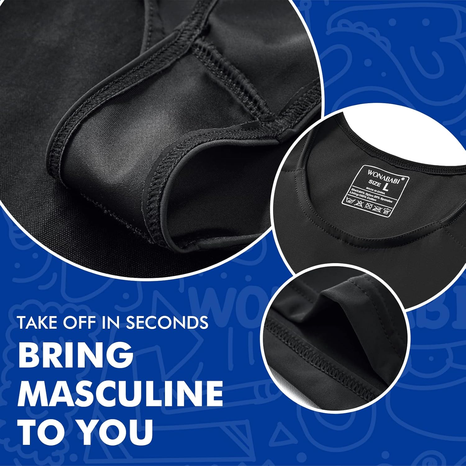 Wonababi Chest Binder Corsets, Binder Trans Ultra Flat Tank Top FTM Binder for Transgender, Black, Large