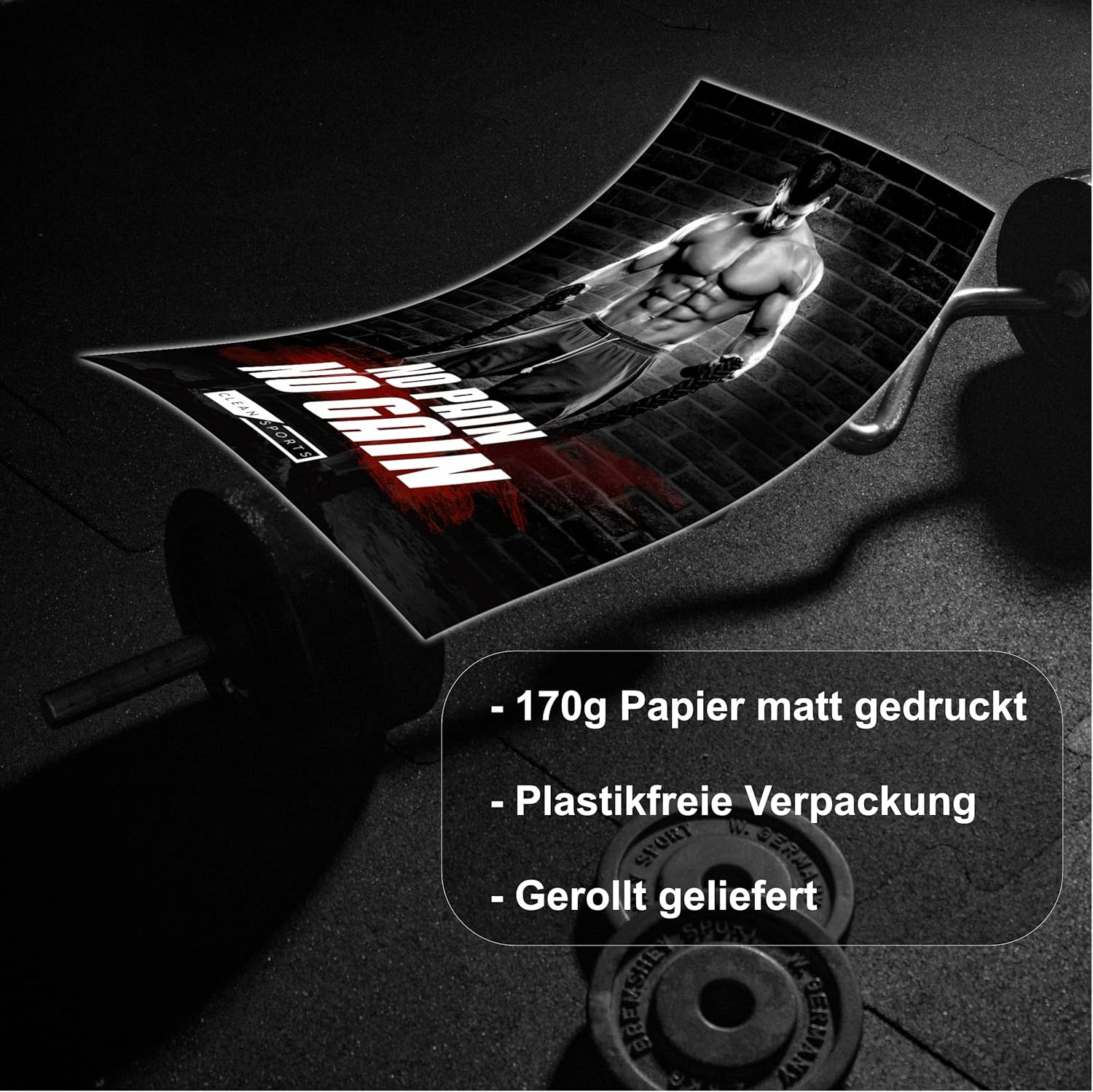 Fitness Poster &ndash; Gym Pictures Set of 4 Motivation for Body Pictures in DIN A2 Format &ndash; Training Poster for Gyms and Home Gym &ndash; without Frame Ideal Decoration for Your Training Room image number 5