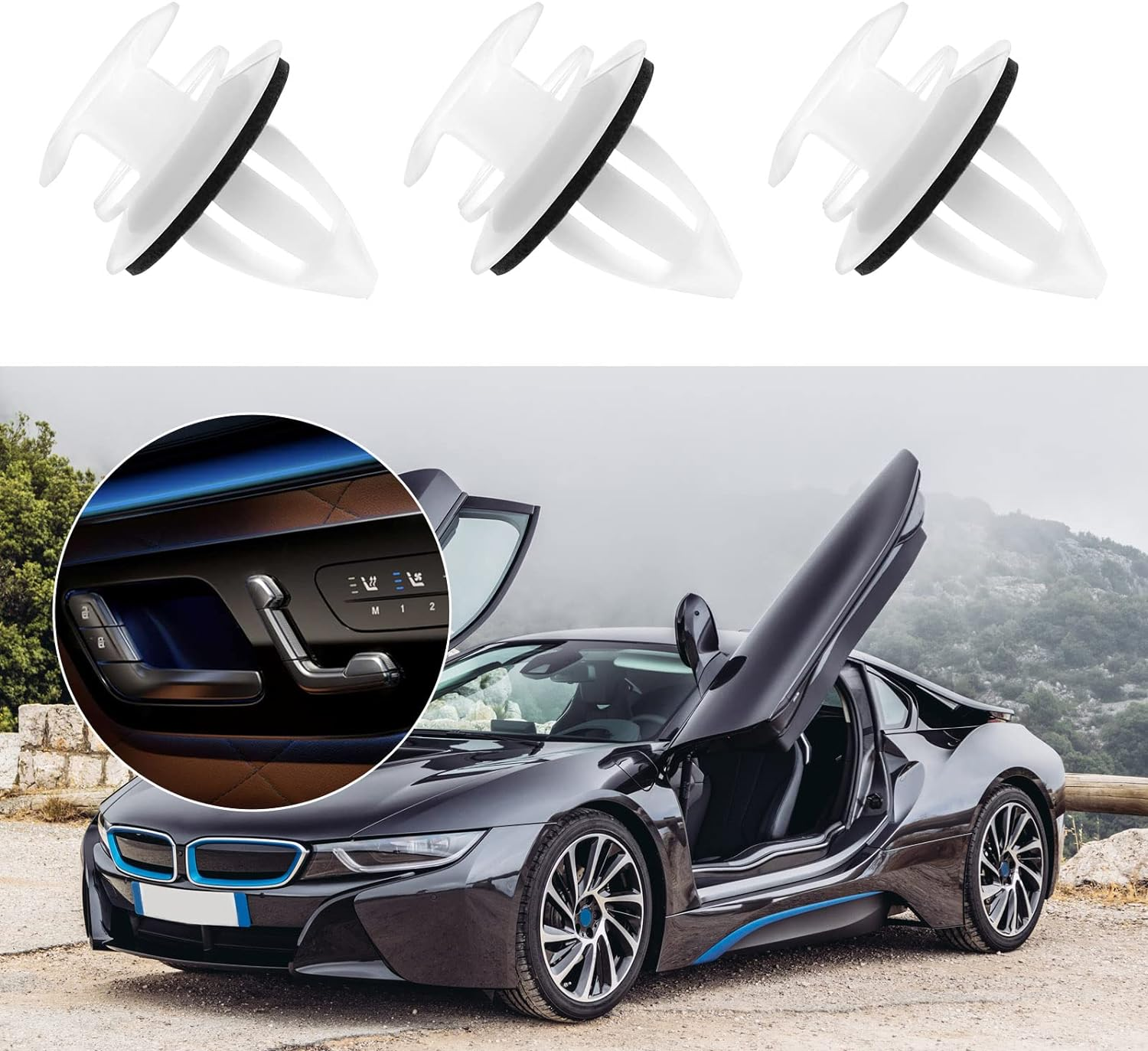 50Pcs Sill Moulding Cover Trim Clips Replacement 994275 Compatible with BMW 1 3 5 7 Series E21 E30 E36 E46 E90 E91 E92 E93 E12 E28 E34 E39 Door Panel Clips image number 5