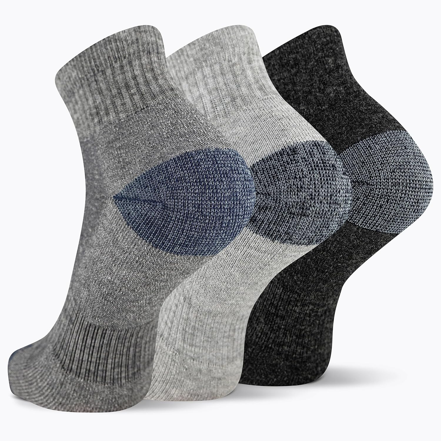 Merrell Men'S and Women'S Wool Everyday Hiking Socks-3 Pair Pack-Cushioned, Ankle - Charcoal Heather