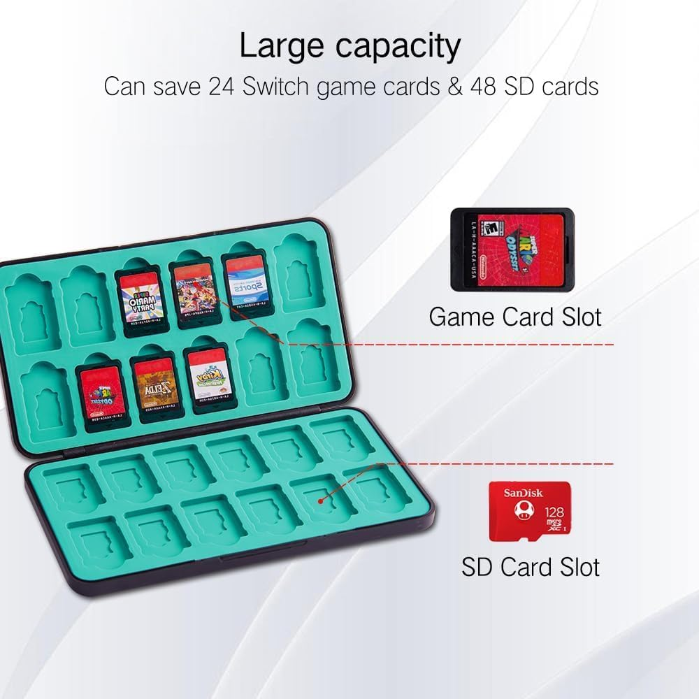 Game Case Compatible with Nintendo Switch/Switch Oled/Switch Lite, Switch Game Holder Cartridge Case with 24 Game & 48 Micro SD Cards Storage for Zelda Fans - Tears of Kingdom image number 6