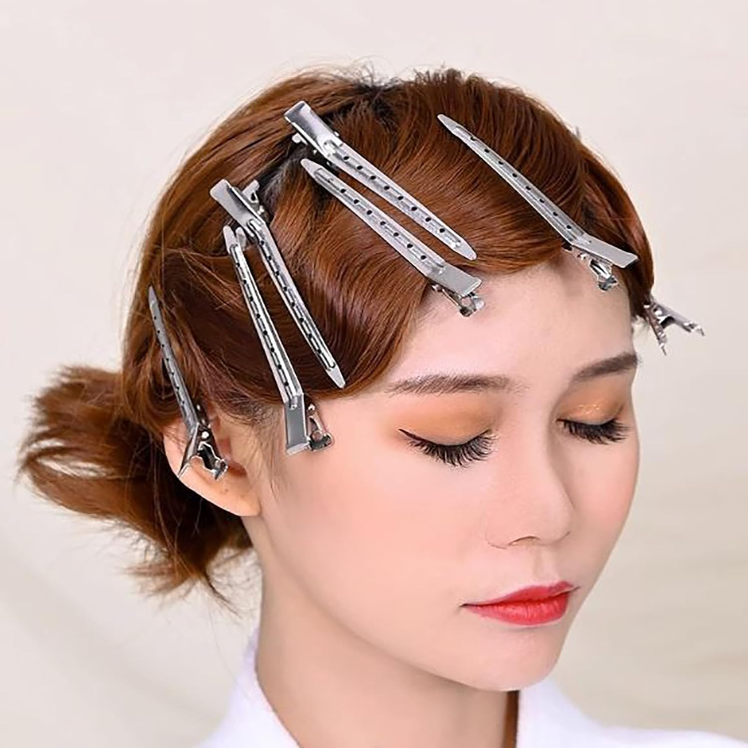 SOVYOULIVE 36 Pack Duck Bill Clips,Metal Duckbill Hair Clips with Holes, Rustproof Metal Alligator Curl Clips with Holes for Hair Styling image number 4