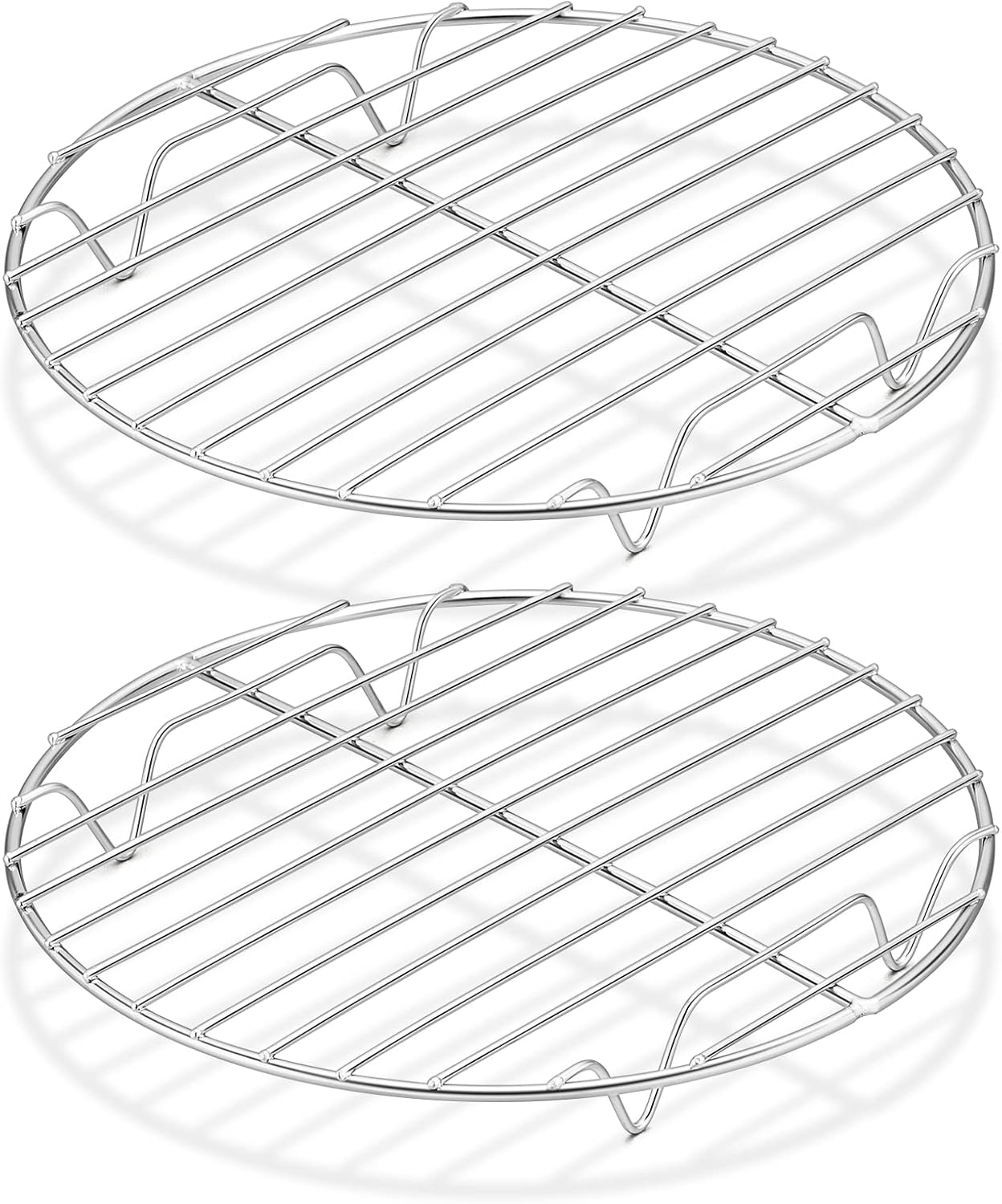 Herogo Cake Rack, Pack of 2 Cake Rack, Cooling Rack Made of Stainless Steel, round Cooling Rack for Cooling, Baking, Cooking, Steaming, Rustproof & Smooth Edge, Oven and Dishwasher Safe, Metal Silver, Diameter 23 Cm