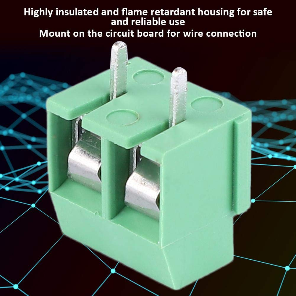 50PCS Terminal Block 2 Pin 5Mm Pitch PCB Circuit Board Mount Terminal Block 26-14AWG Wiring Connector image number 1