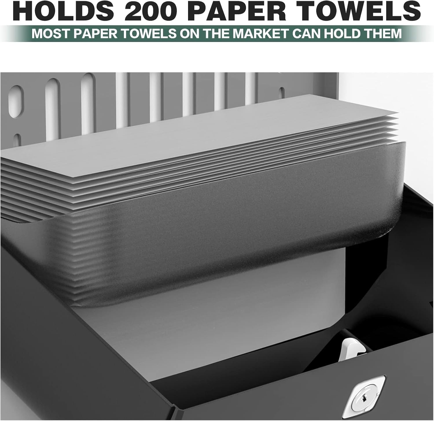 Interhasa! Paper Towel Dispenser Wall Mounted Commercial Hand Paper Towel Holder Multifold/Trifold/C Fold for Kitchen Bathroom, ABS, Black, 275 * 95 * 205 Mm, 0.53 Kg image number 2