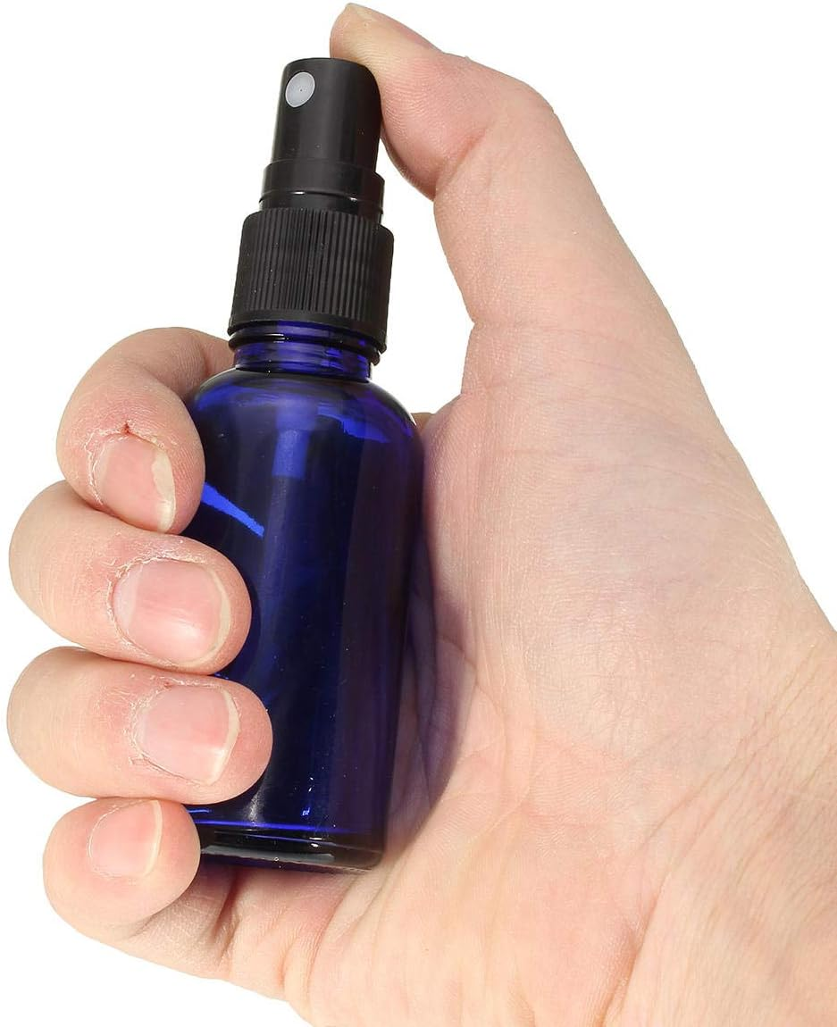 30Ml Blue Glass Spray Bottles with Black Fine Mist Sprayer Empty Essential Oils Perfume Atomizer Refillable Cosmetic Container, image number 5