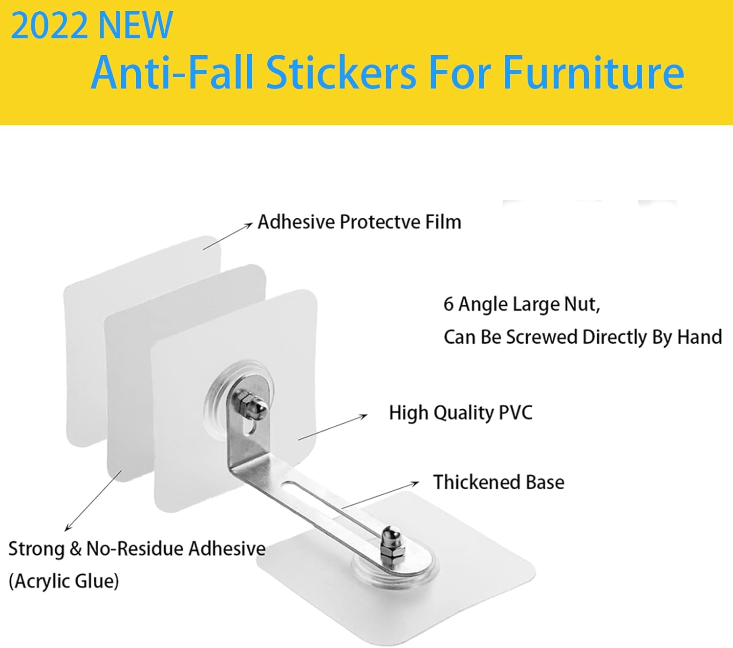 Furniture Anchors Baby Proofing Furniture Anchor Adhesive Furniture Wall Anchors anti Tip Furniture Anchors Baby Proofing Kit No Drill Dresser Wall Safety Anchor Cabinet to Wall- Free Wrenches, 5Pairs