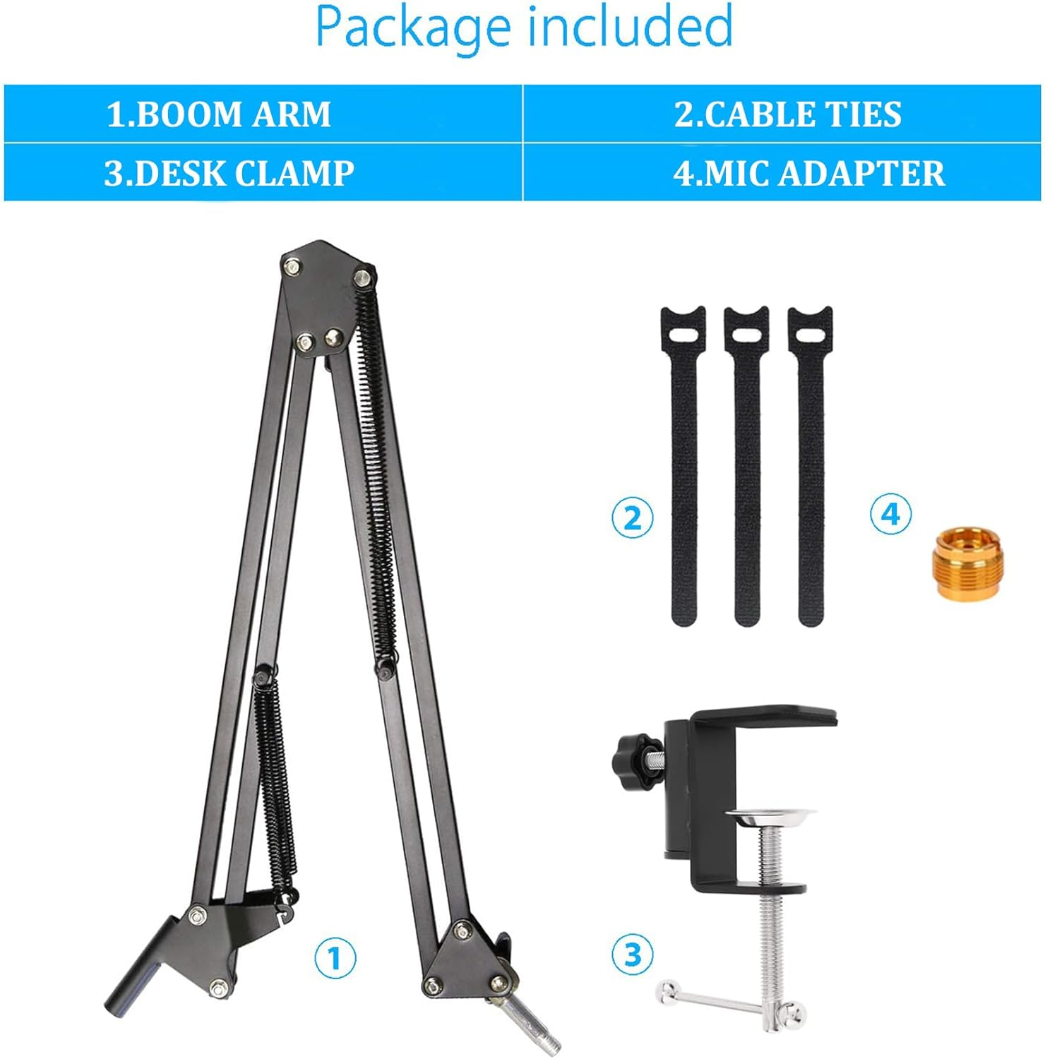 For Hyperx Quadcast S Mic Boom Arm, Quadcast Microphone Adjustable Stand Compatible with Hyperx Microphone - White Boom Arm image number 4