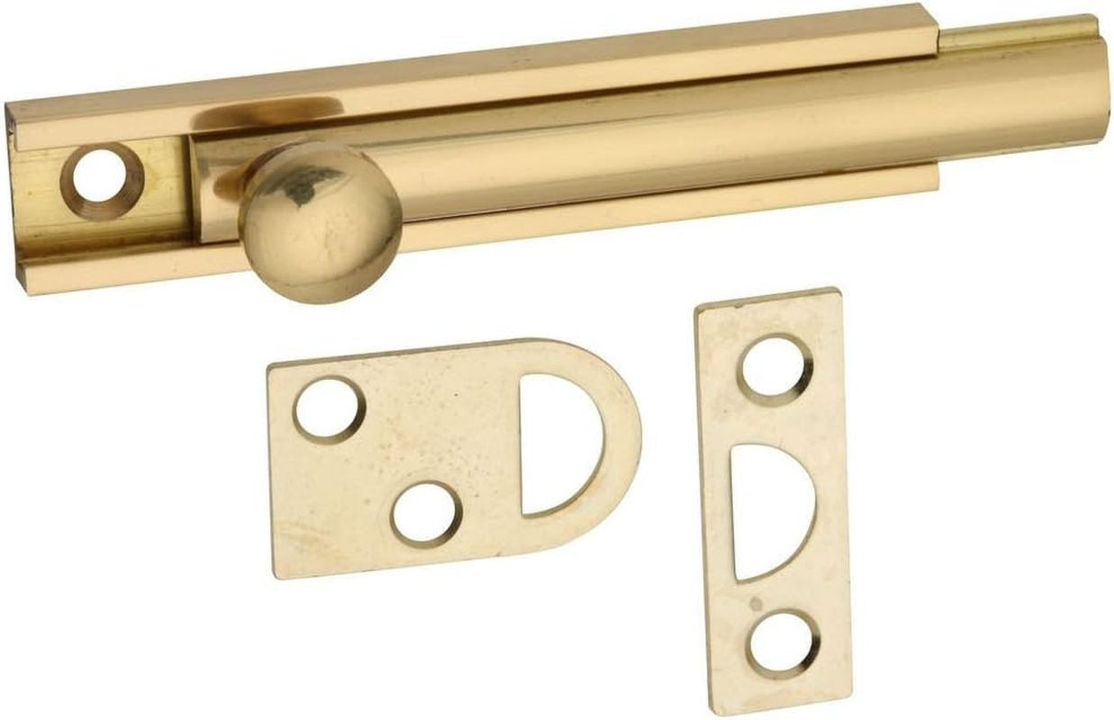National Hardware V1922 3" Surface Bolt - Solid Brass in Solid Brass image number 2