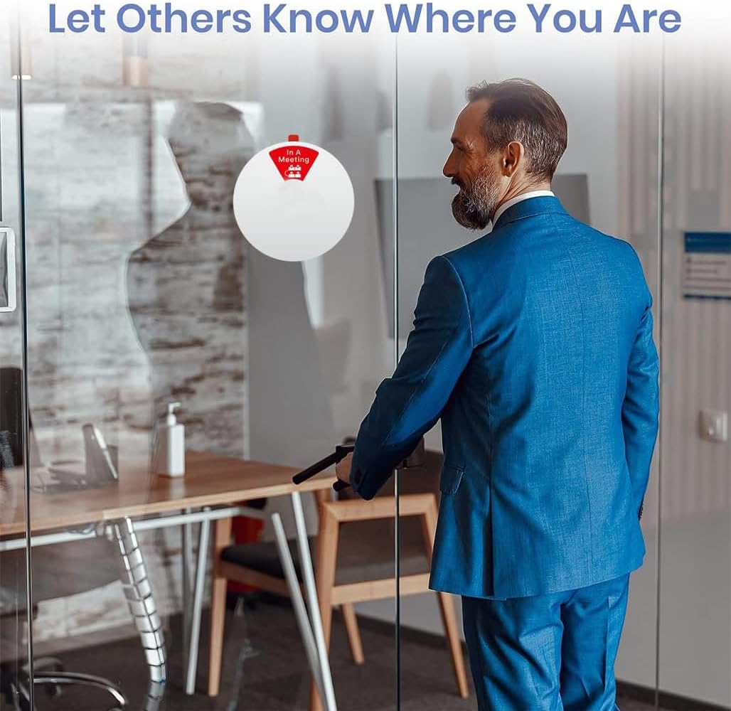 Dolemay Office Privacy Sign,Magnetic Door Sign,Do Not Disturb/Please Knock/Out of Office/In a Meeting/Back Soon/Working Remotely for Conference Room Any Room That Needs Privacy-Silver