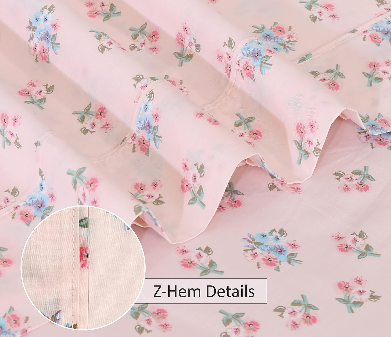 RUVANTI 100% Cotton King Size Sheets Set, 4 Pieces, Soft & Breathable Percale Weave Bedding, Deep Pocket 16", Hotel Standard, Crisp Cool Feel, Durable, Perfect Floral Bed Sheet, Spring On image number 3