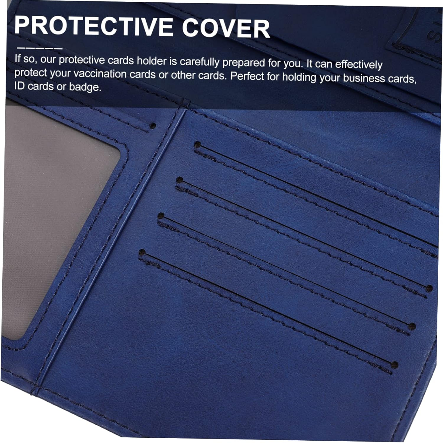 Ciieeo Pu Passport Cover RFID Gate Pass Holder Cards Protector Travel Document Organizer Short Blue for Men and Women