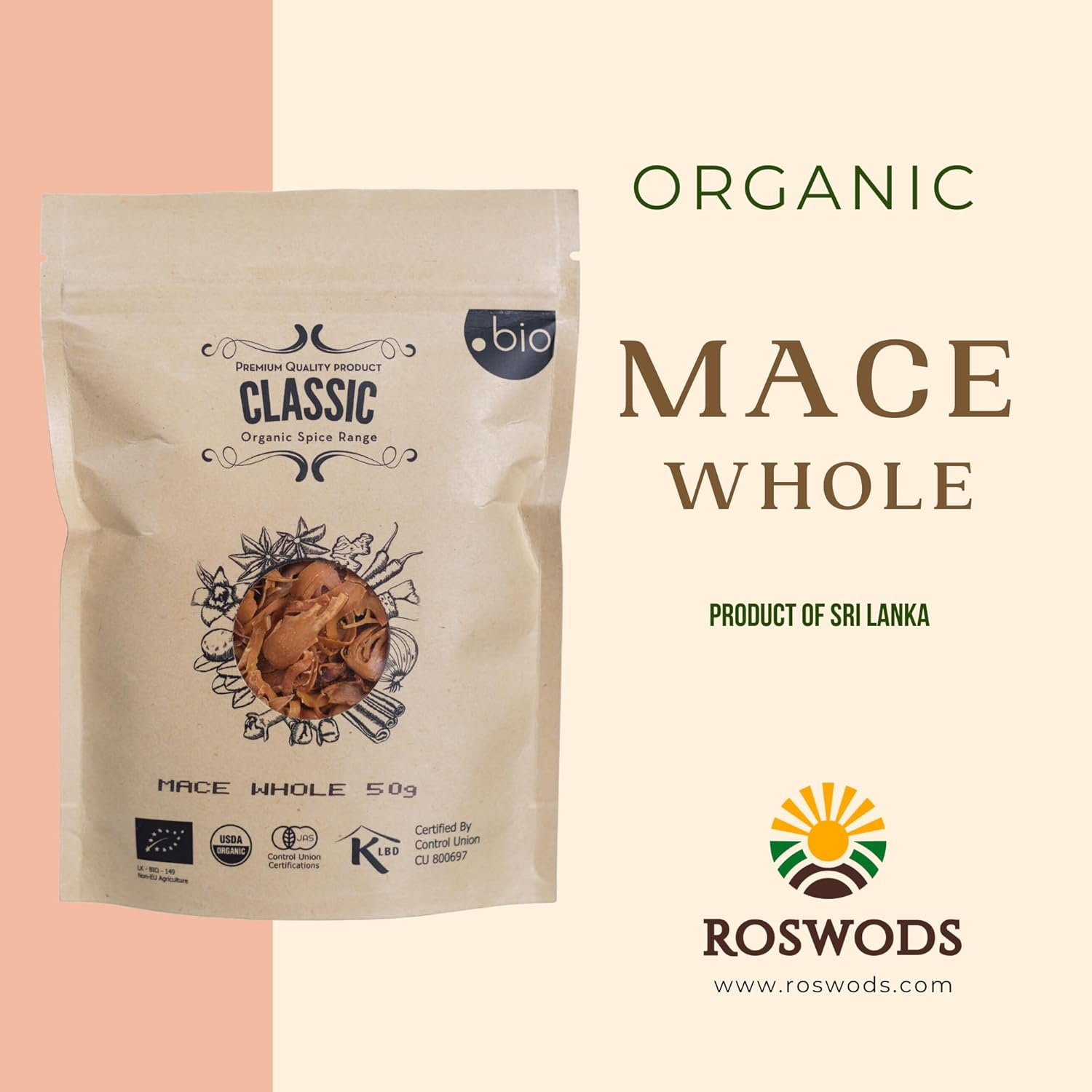Premium Organic Mace Whole | Product of Sri Lanka | 50G | USDA Certified | Halal Certified | Kosher Certified | Pure Natural Spice | Quality Javitri image number 2