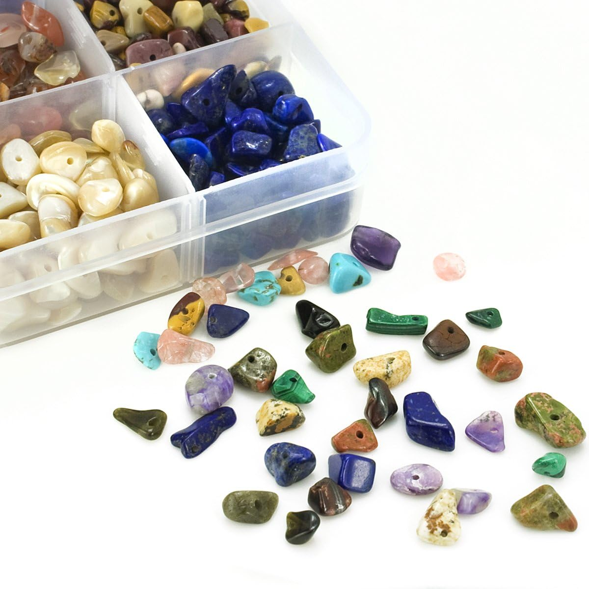 BEADNOVA Natural Chips Gemstone Crystal Pieces Irregular Shaped Loose Beads for Jewellery Making Box Set Value Pack