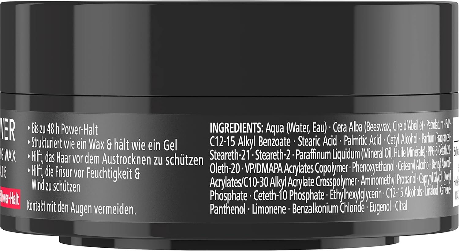 Taft Styling Wax Power with Holding Grade 5 (75 Ml), Textured like a Hair Wax and Holds like a Hair Gel without Sticking, for up to 48 Hours of Power Hold