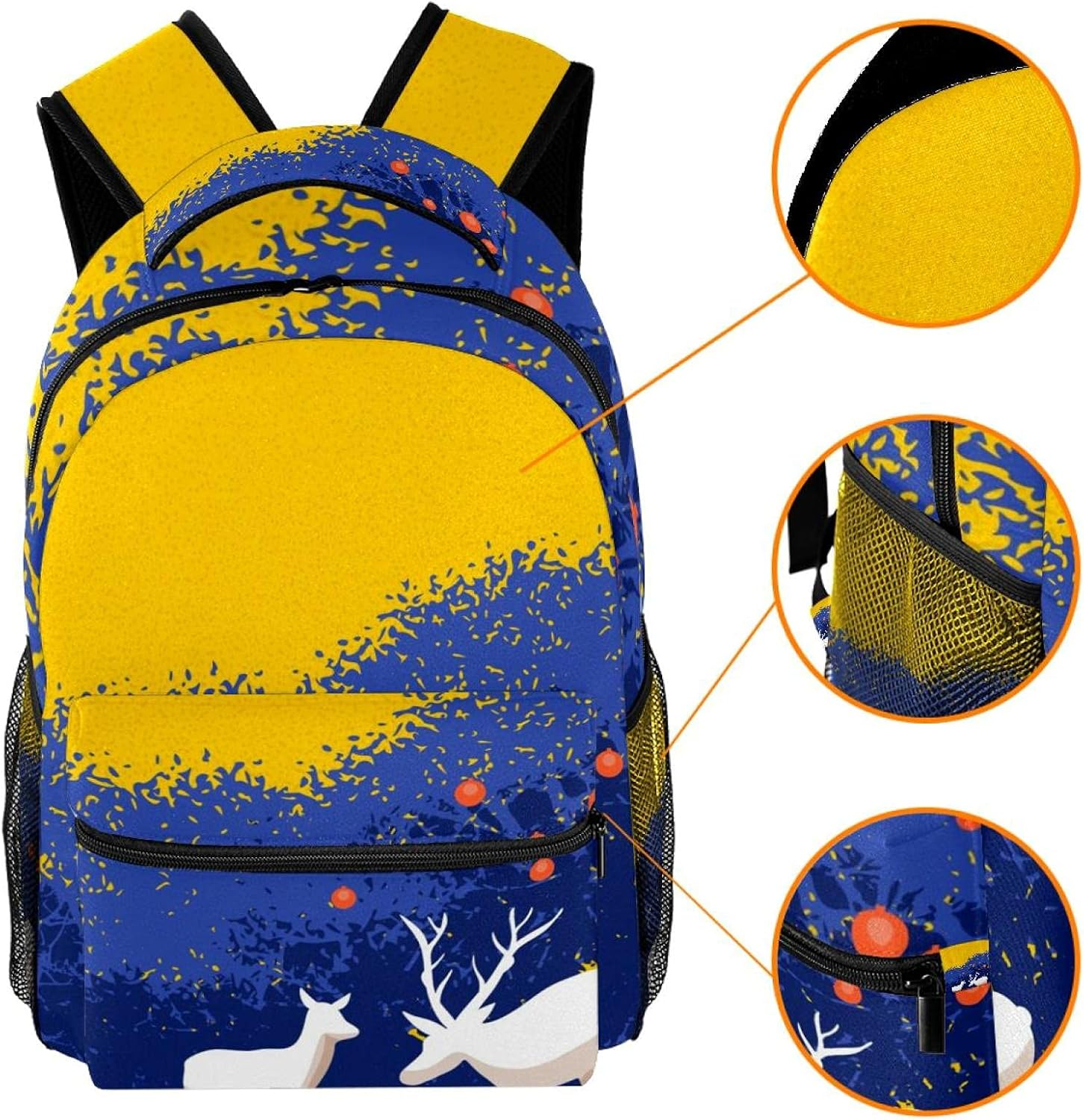 Nativity Deer Christmas Background Backpack Students Shoulder Bags Travel Bag College School Tote Backpacks