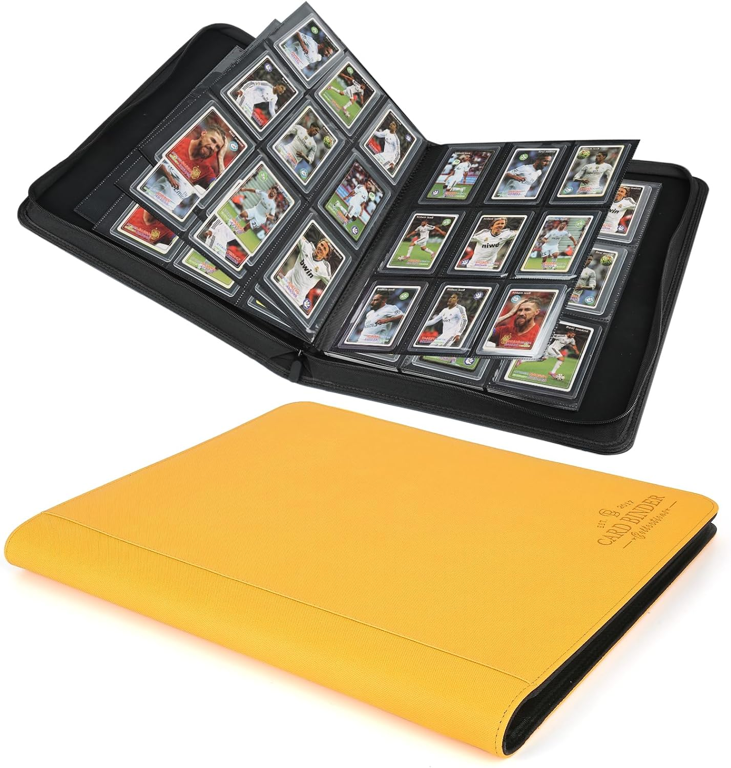 Toploader Binder,Toploader Hard Cases, 9-Pocket Pages Sleeves Hold up 288 Cards.Toploader Card Binder with Sleeves for &ldquo;3&times;4&rdquo; Rigid，Card Holder(Yellow1) image number 5